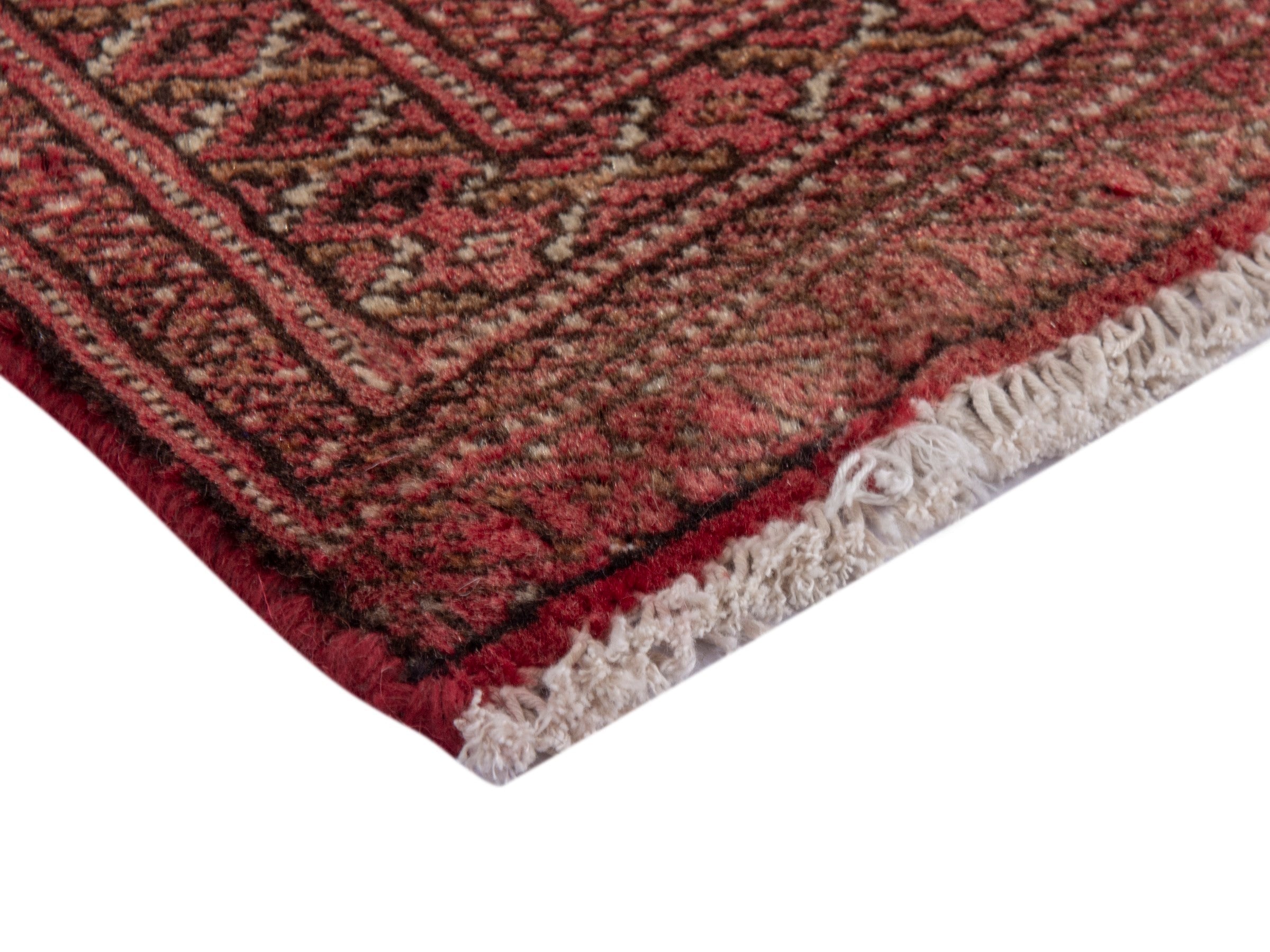 Persian Torkaman accent rug in burgundy and deep red, view 5 of 7