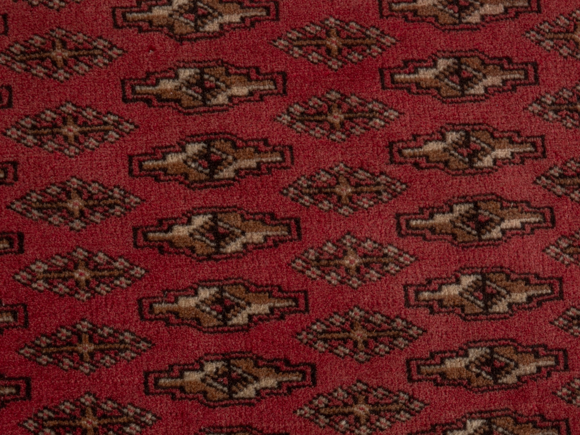 Persian Torkaman accent rug in burgundy and deep red, view 6 of 7