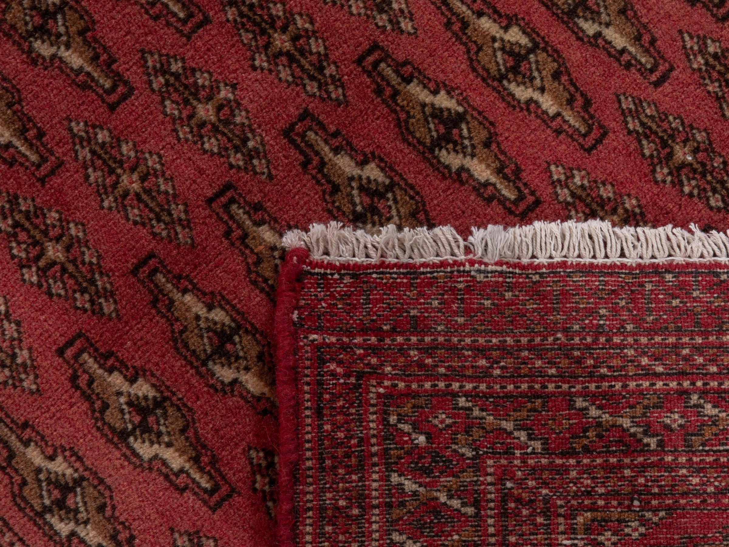 Persian Torkaman accent rug in burgundy and deep red, view 7 of 7