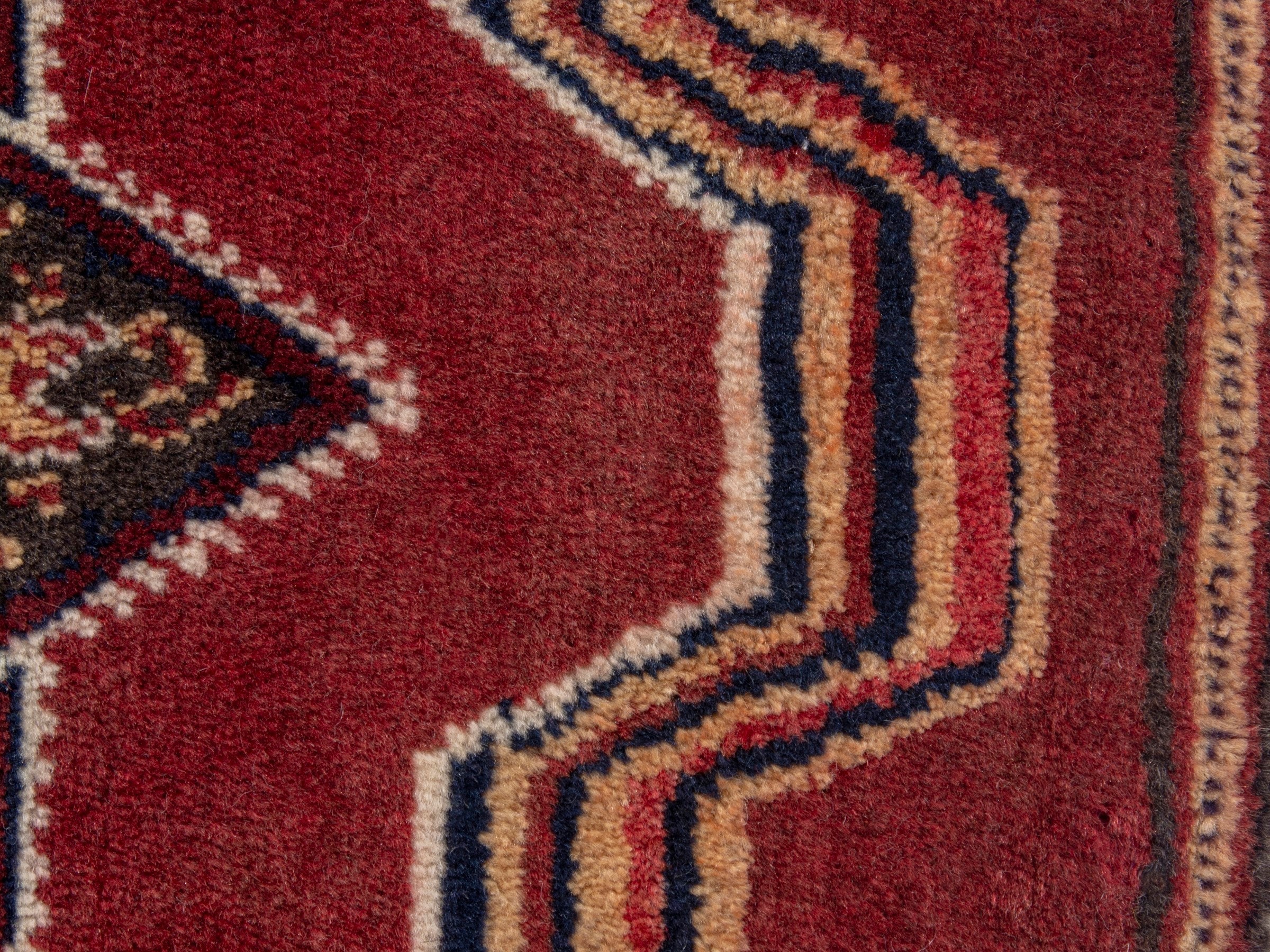 Persian Hamedan accent rug in deep red and black, view 7 of 8