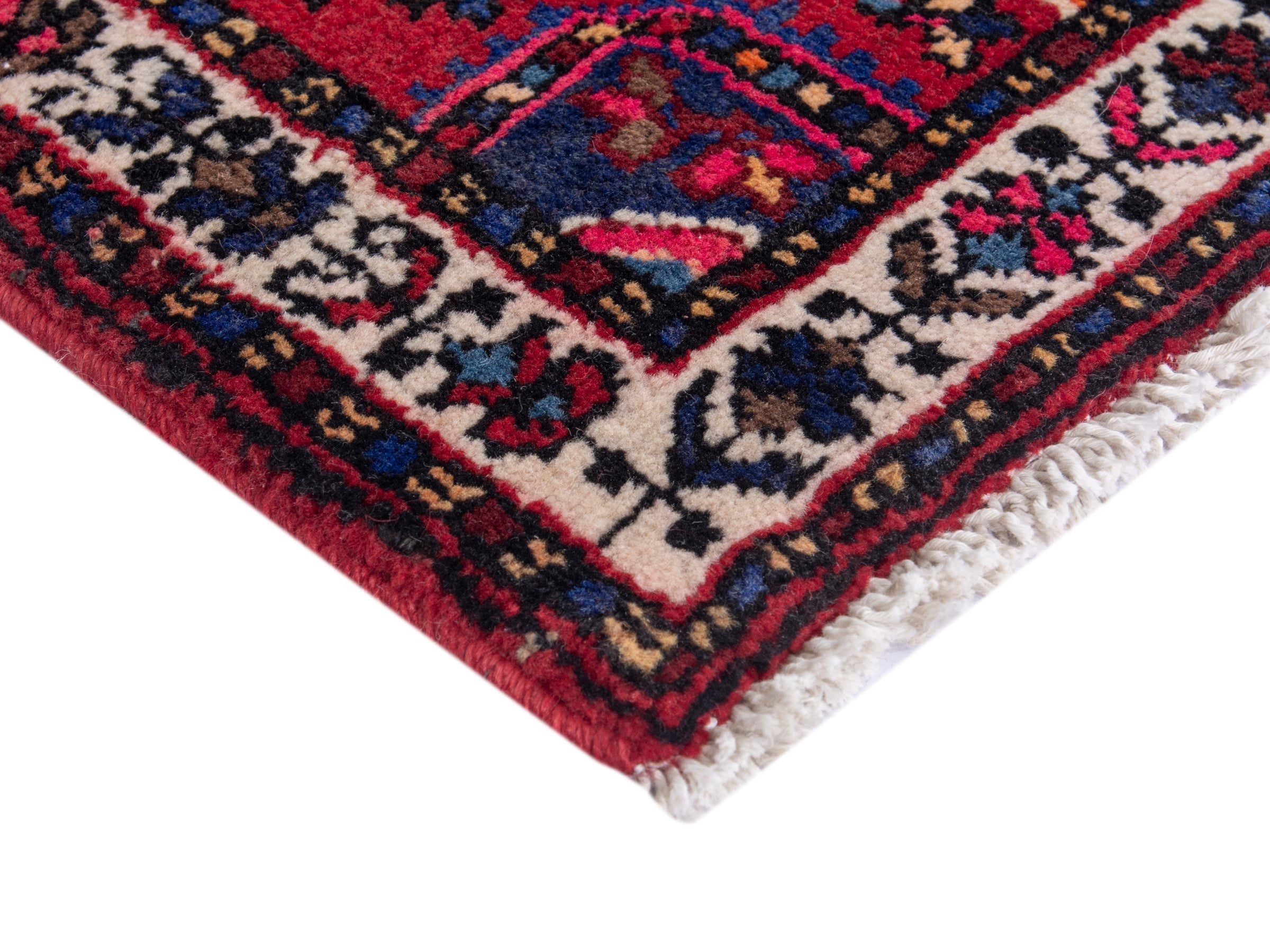 Persian Toyserkan accent rug in black and deep red, view 5 of 8