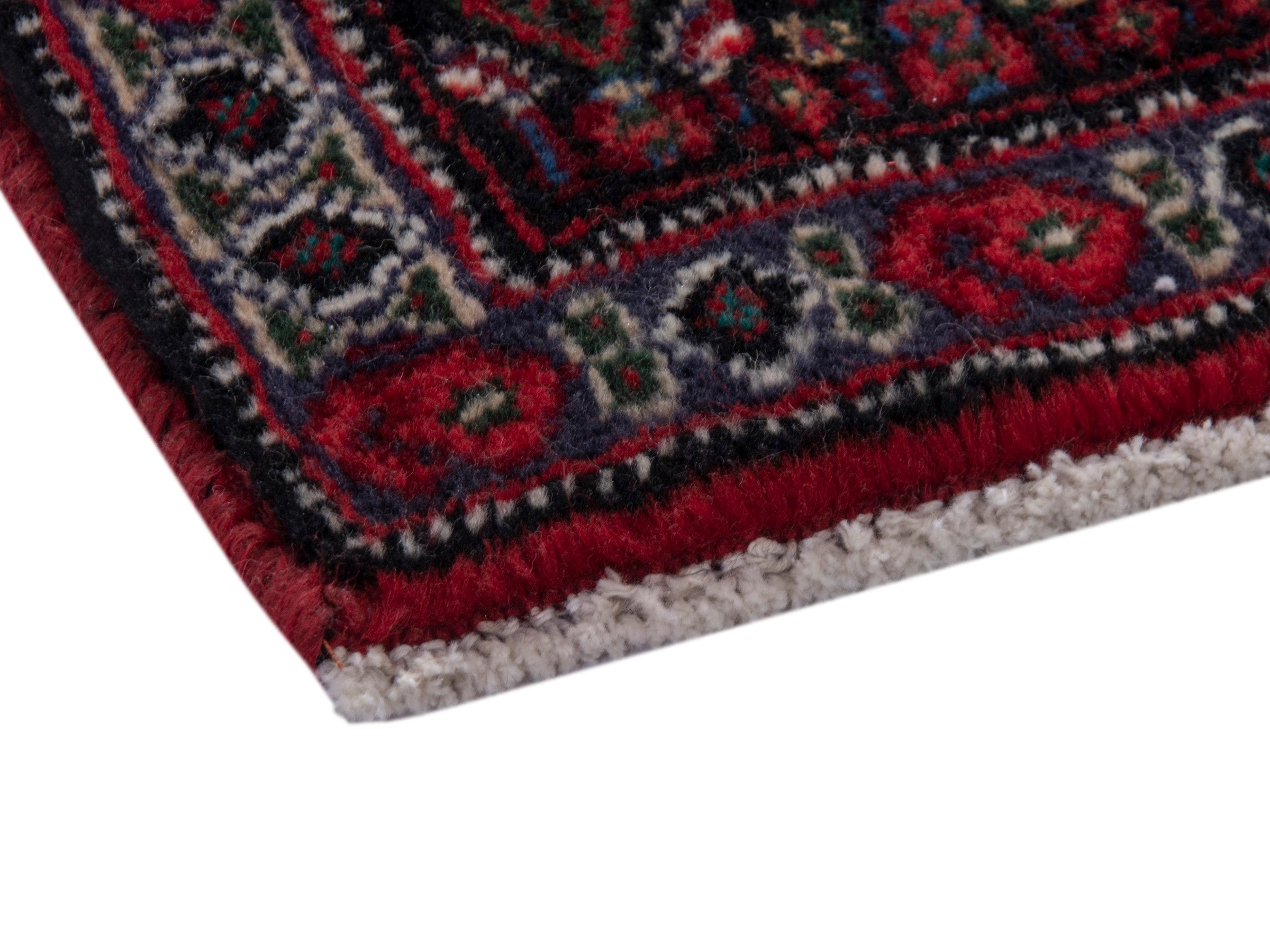 Persian Sanandaj accent rug in burgundy and ivory, view 5 of 7