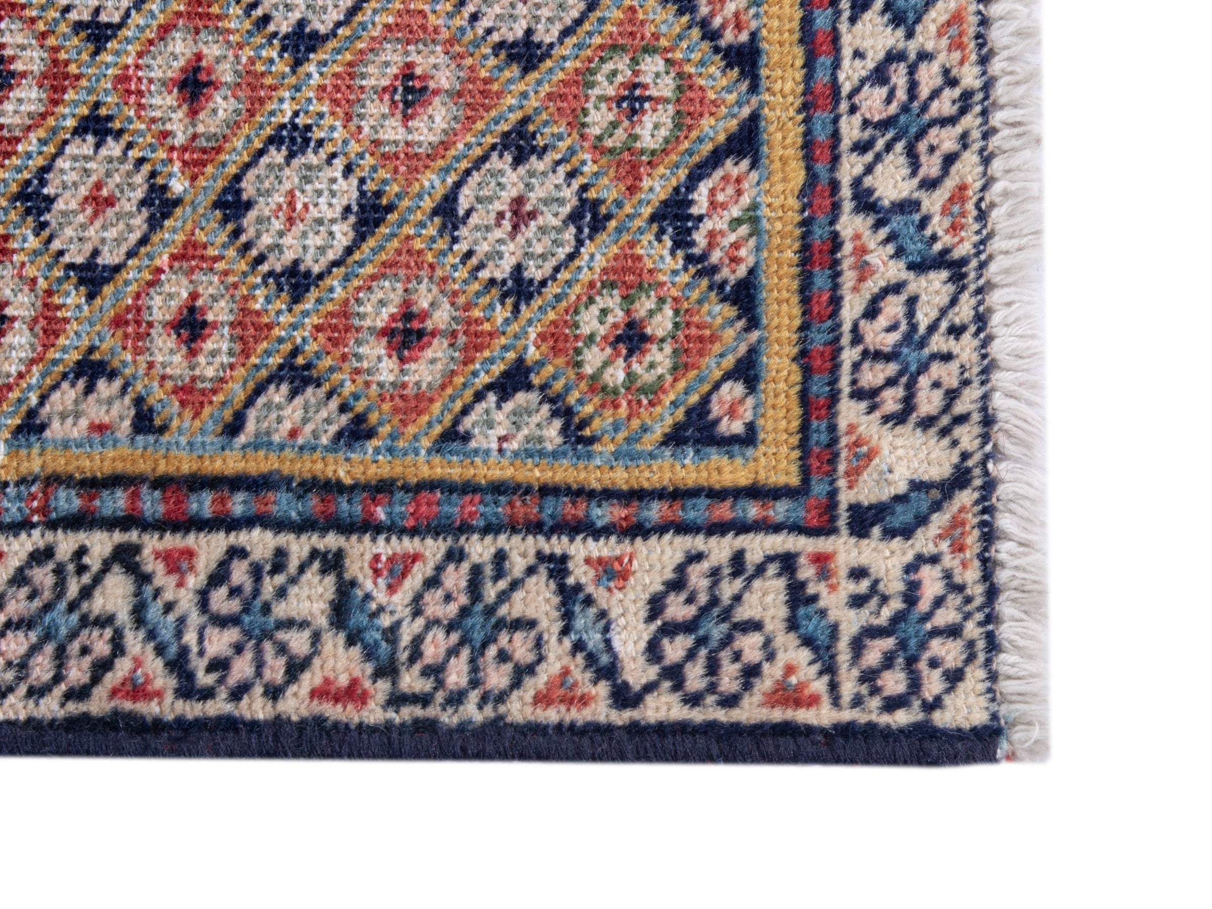 Persian Ardabil accent rug in cream and navy, view 4 of 8