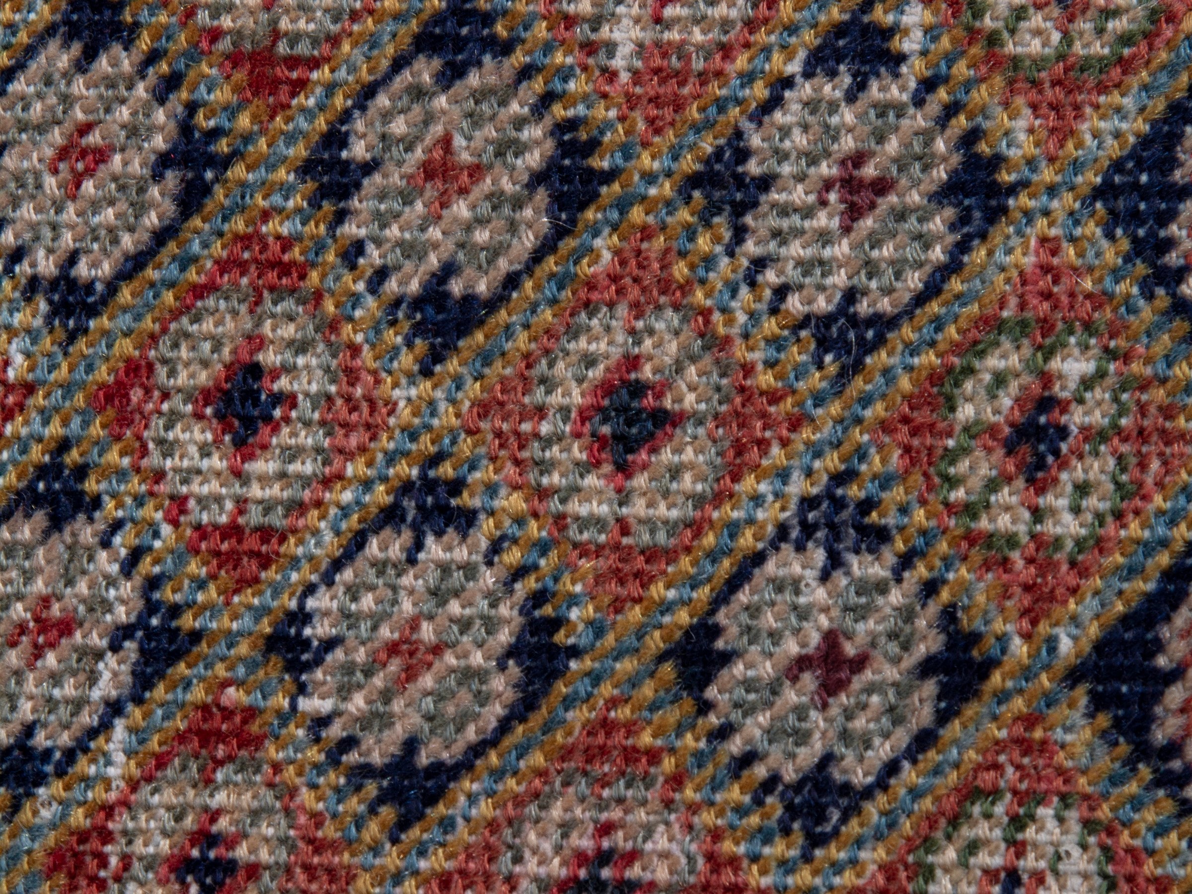Persian Ardabil accent rug in cream and navy, view 6 of 8