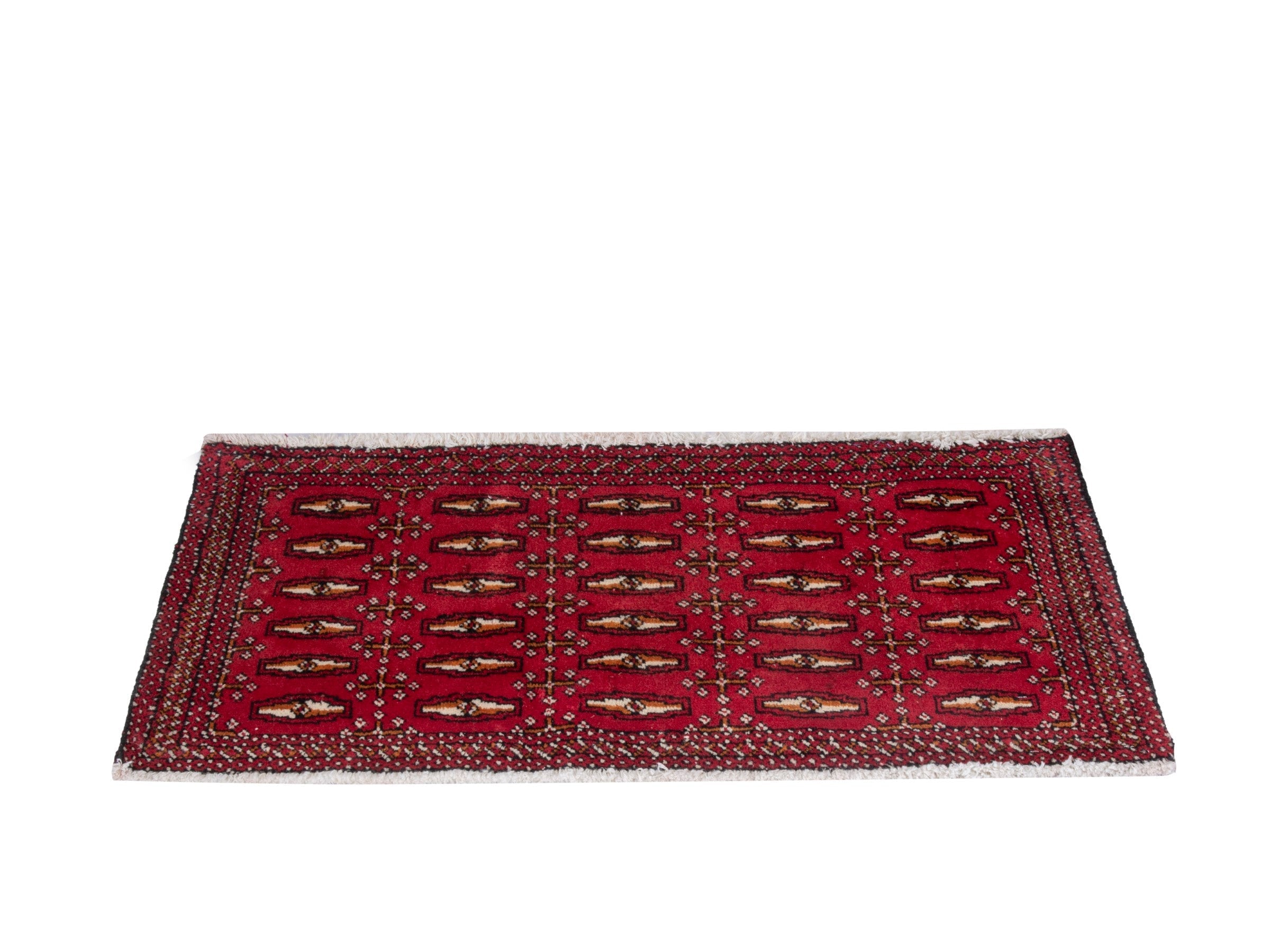 Persian Torkaman accent rug in burgundy and deep red, view 2 of 7