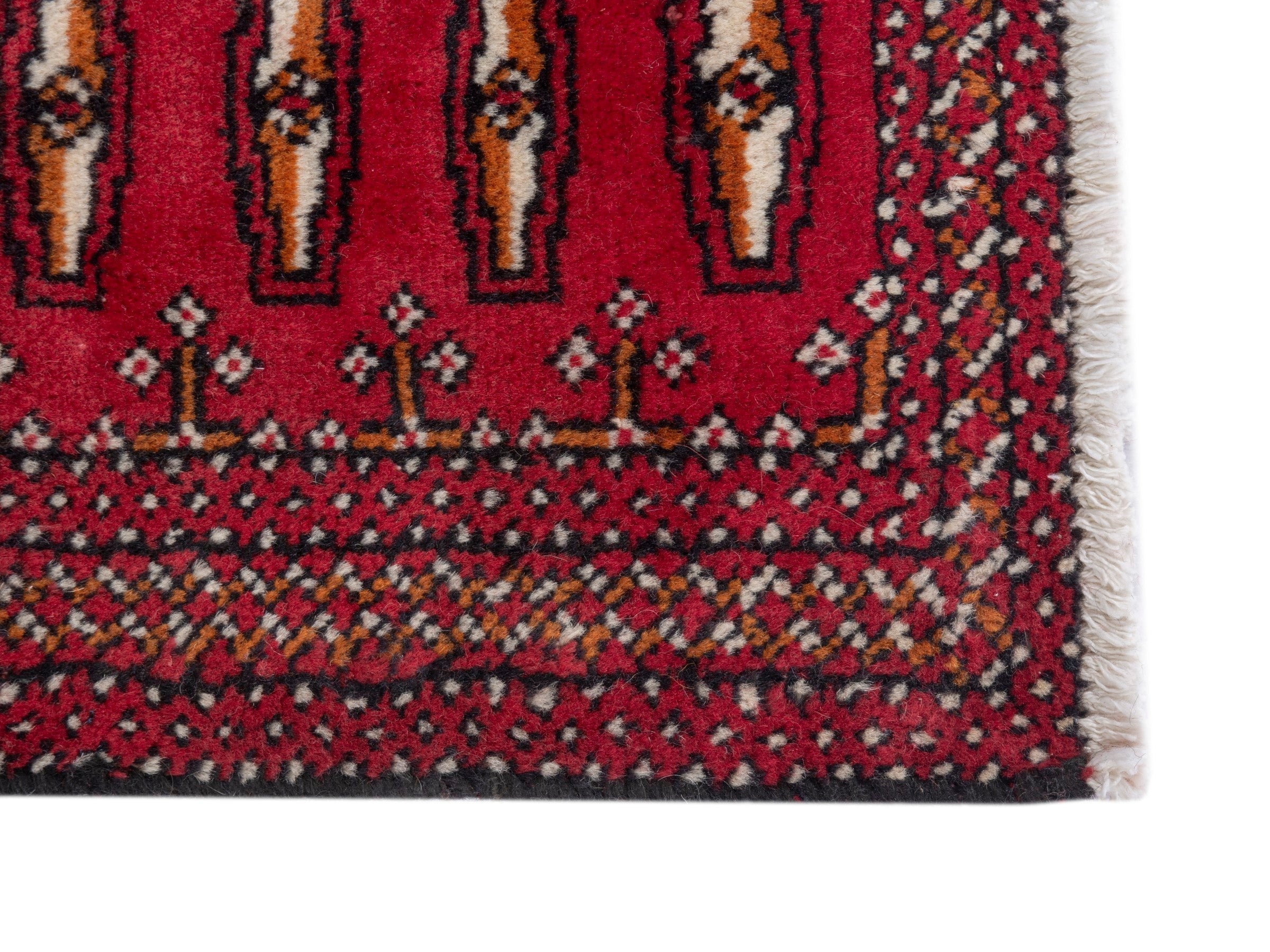 Persian Torkaman accent rug in burgundy and deep red, view 4 of 7