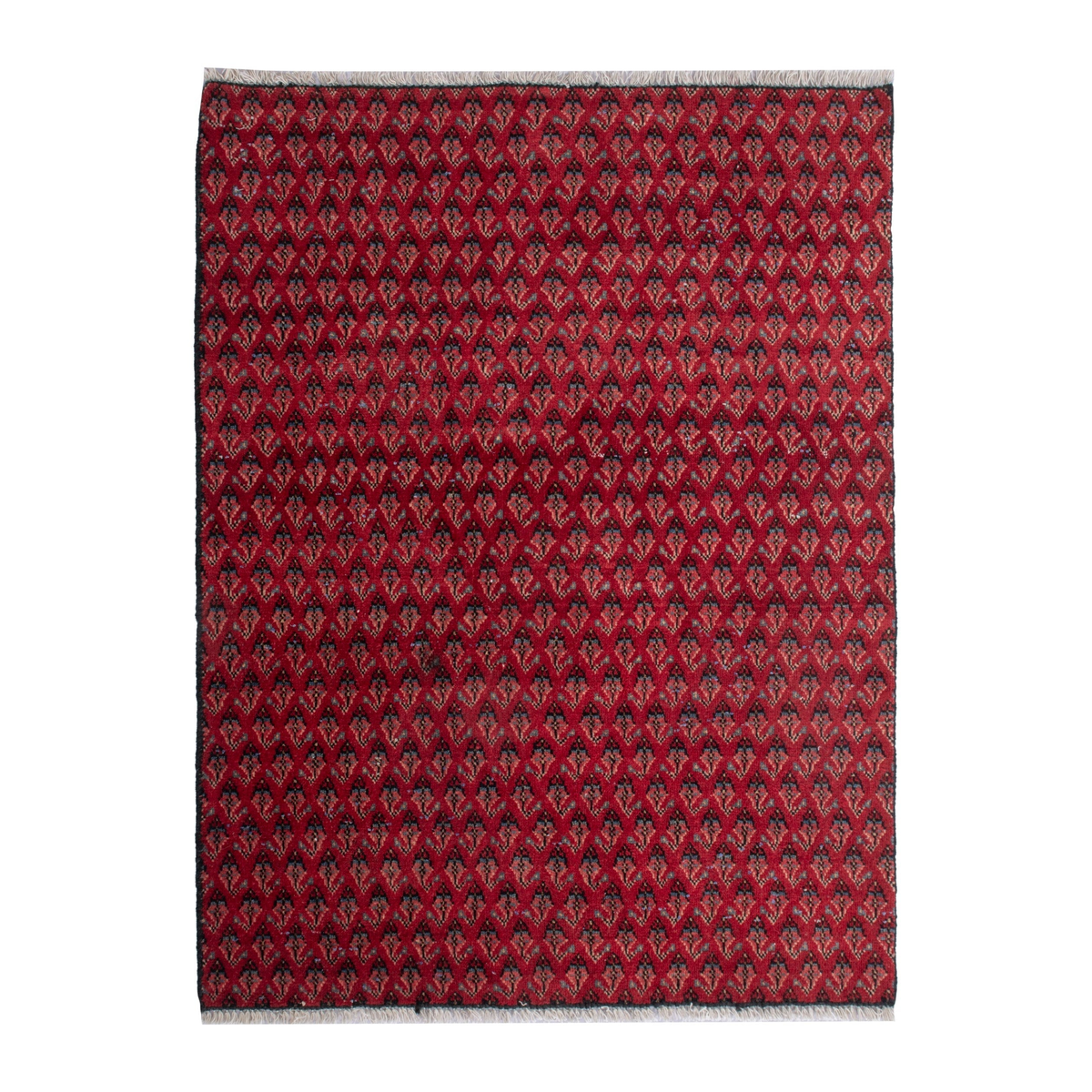 Persian Botteh accent rug in deep red and dusty rose, 2'7" x 3'1"