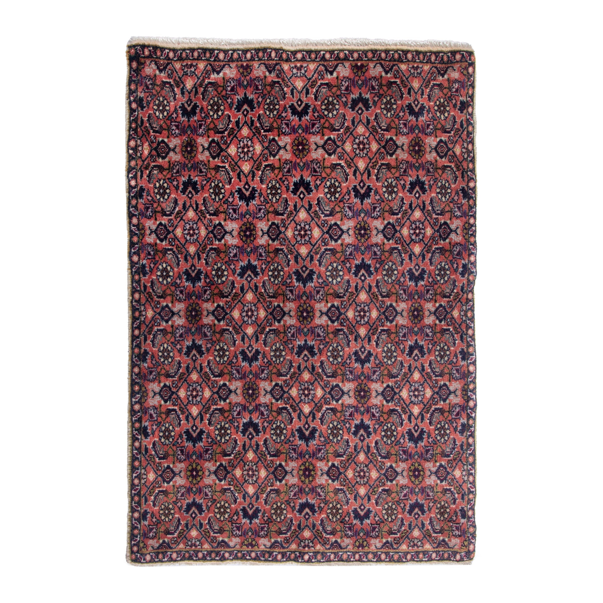 Persian Bijar accent rug in dusty rose and navy, 2' x 2'9"