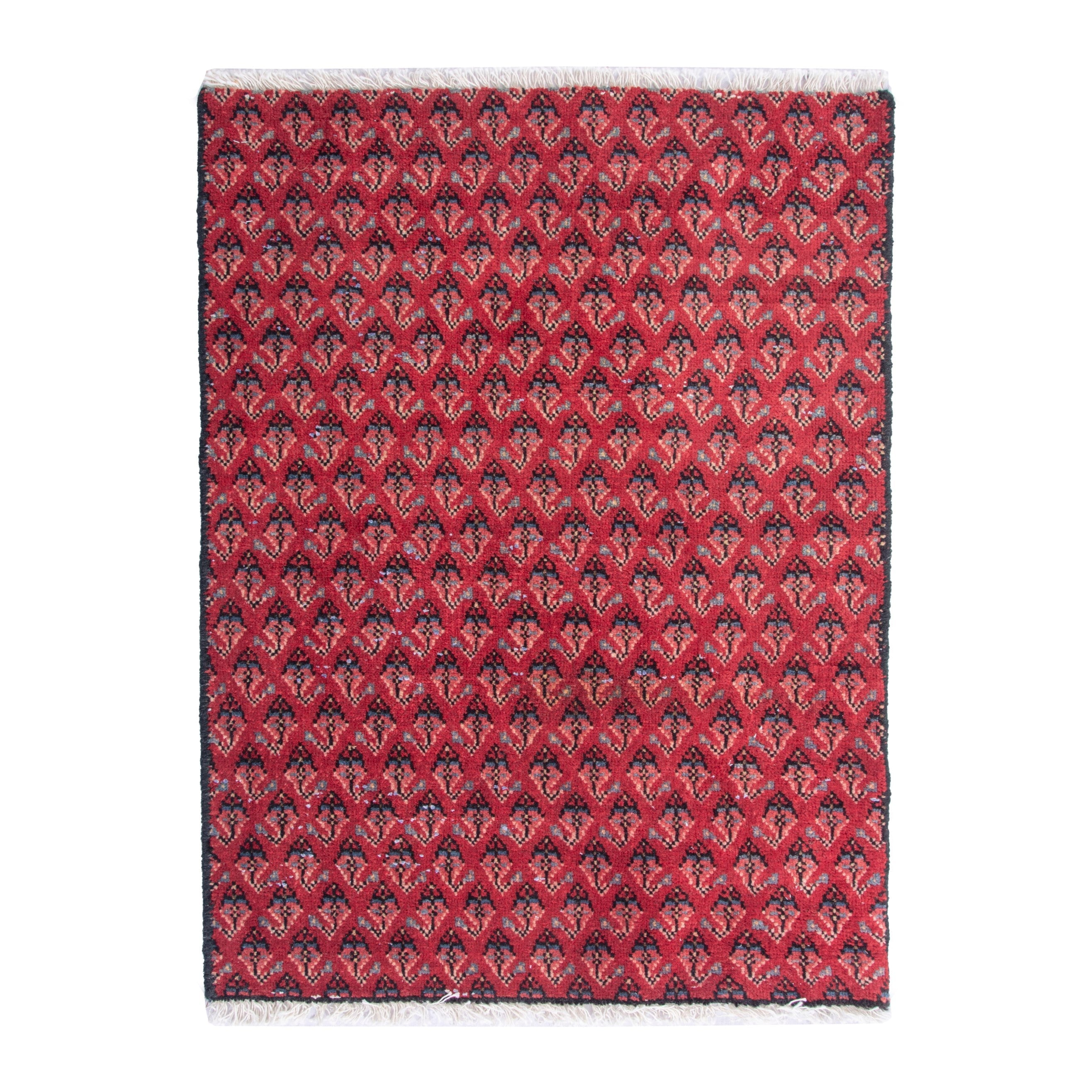 Persian Botteh accent rug in deep red and burgundy, 1'8" x 2'4"