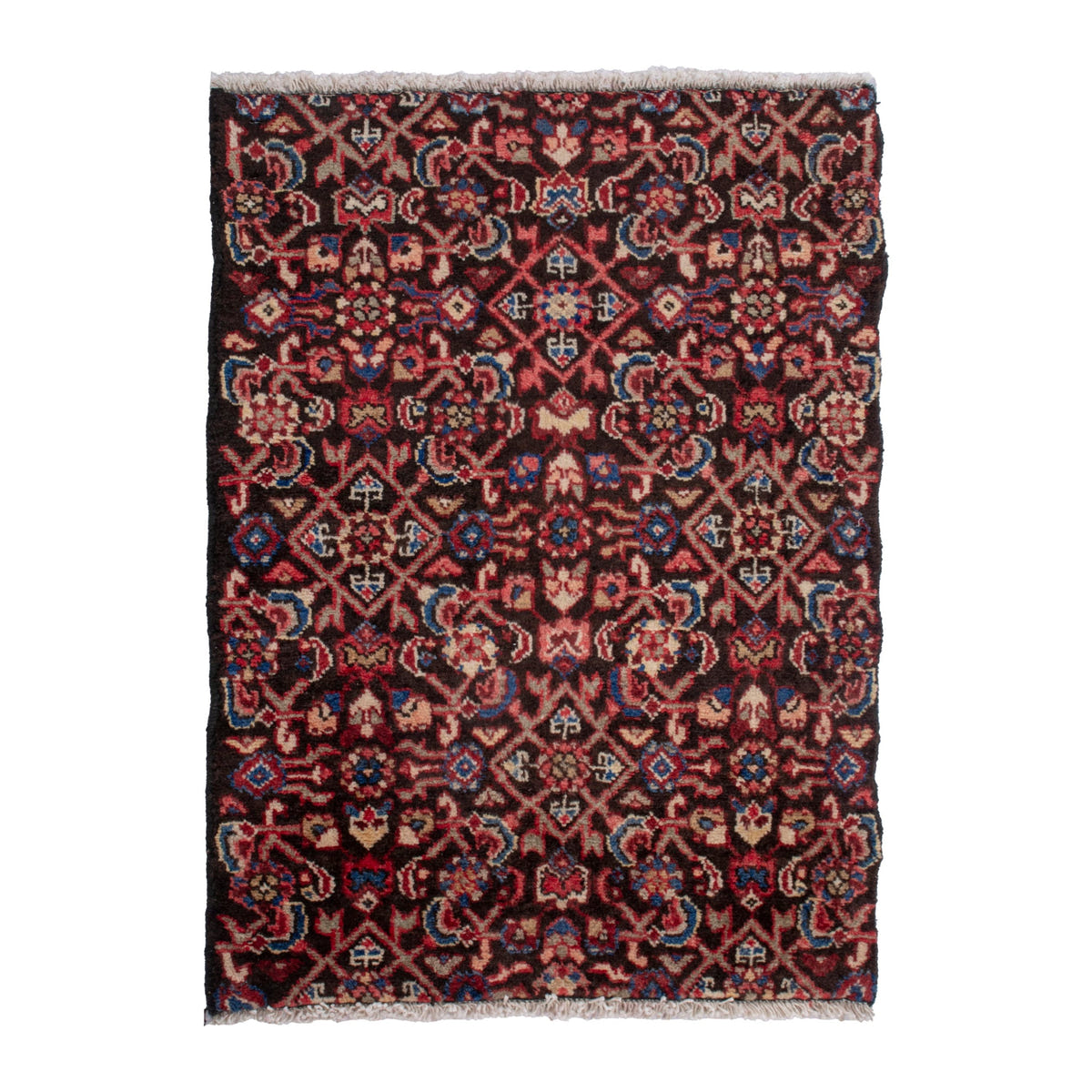 Persian Hamedan accent rug in burgundy and deep red, 2'4" x 3'1"