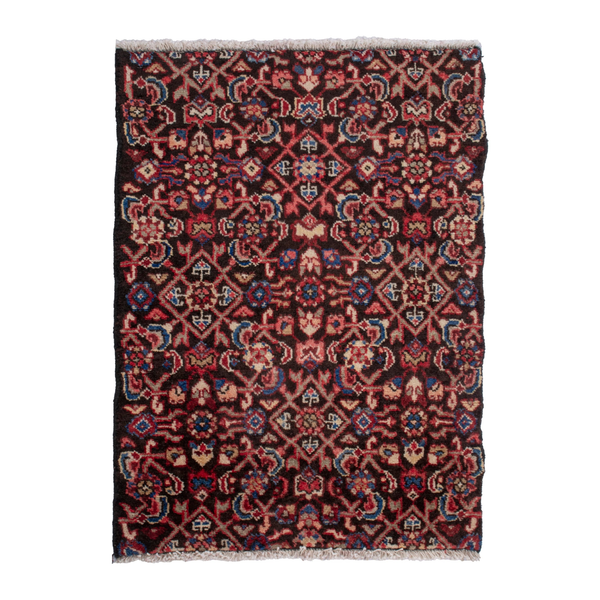 Persian Hamedan accent rug in burgundy and deep red, 2'4" x 3'1"