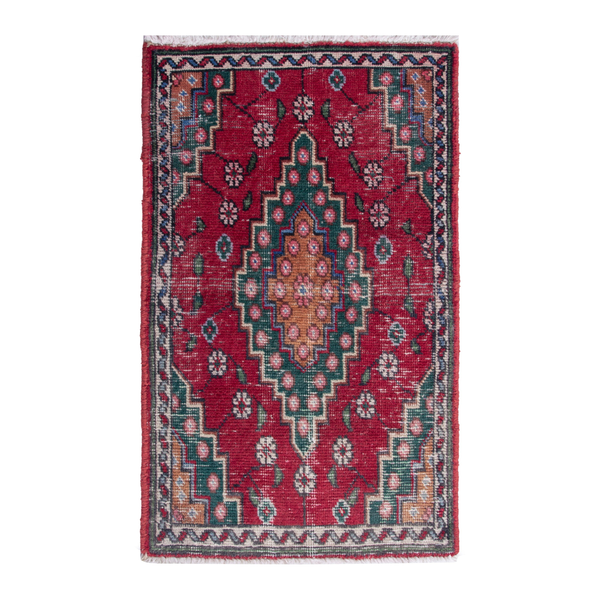 Persian Tabriz accent rug in burgundy and deep red, 1'8" x 2'7"