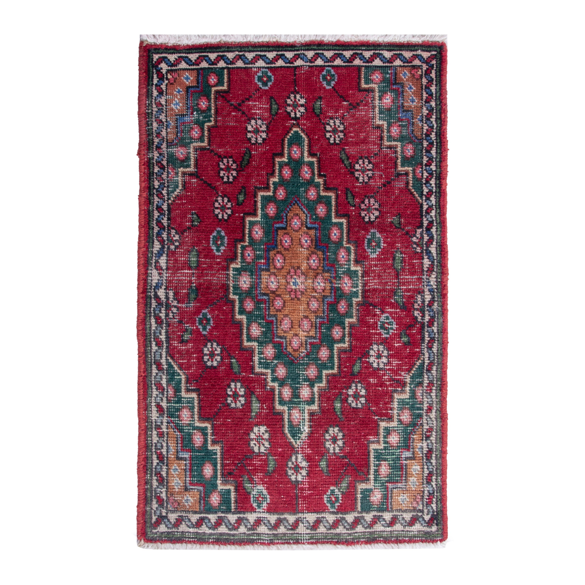 Persian Tabriz accent rug in burgundy and deep red, 1'8" x 2'7"