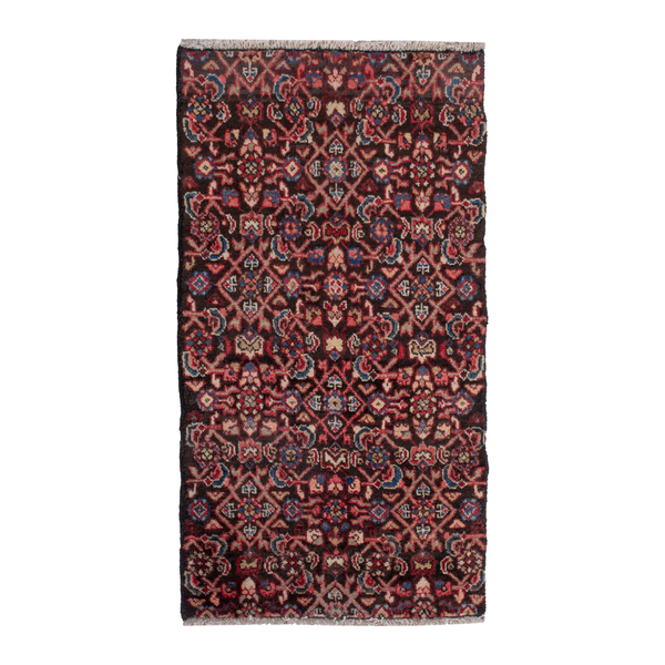 Persian Hamedan accent rug in burgundy and deep red, 2'1" x 3'9"