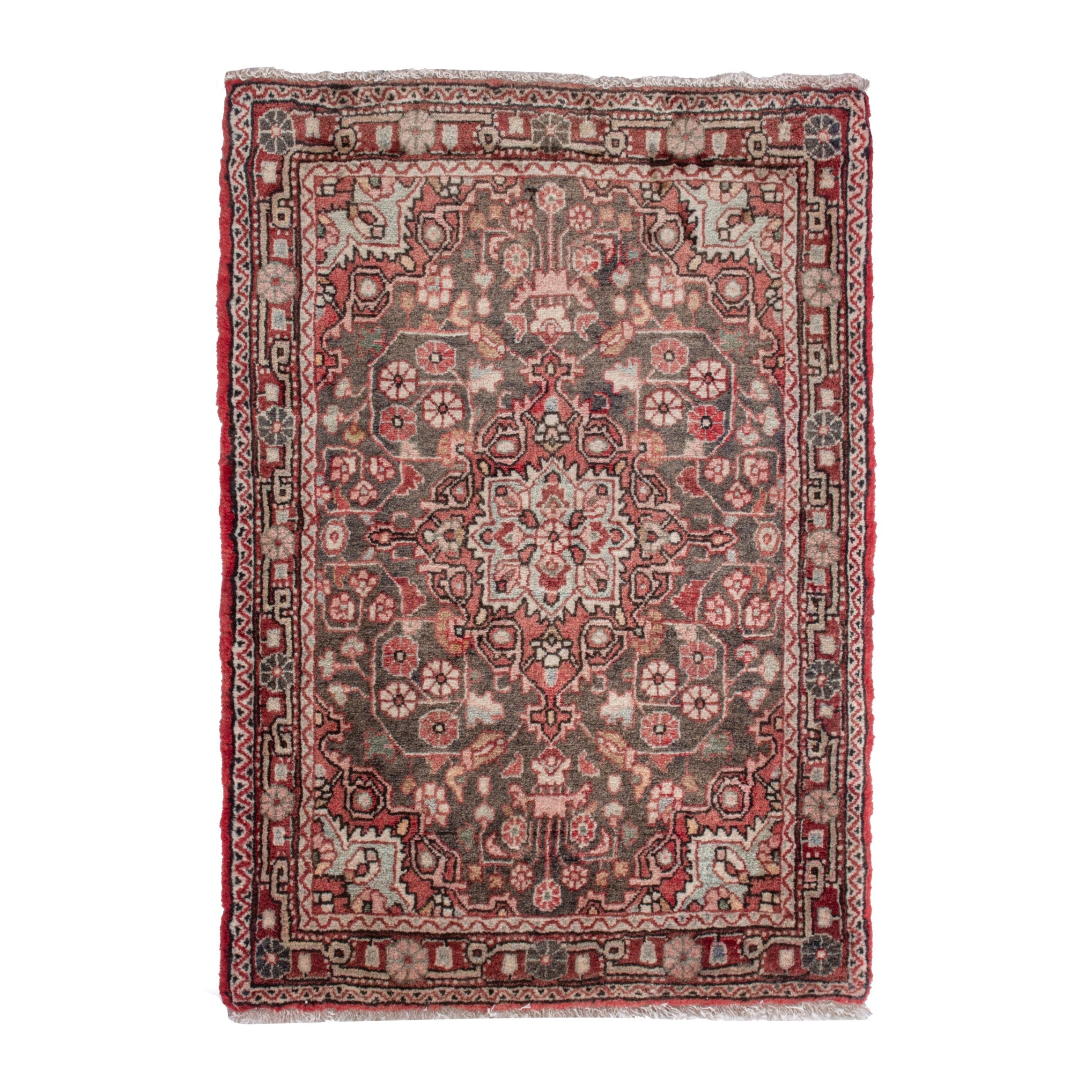 Persian Malayer accent rug in dusty rose and faded red, 2'2" x 2'9"