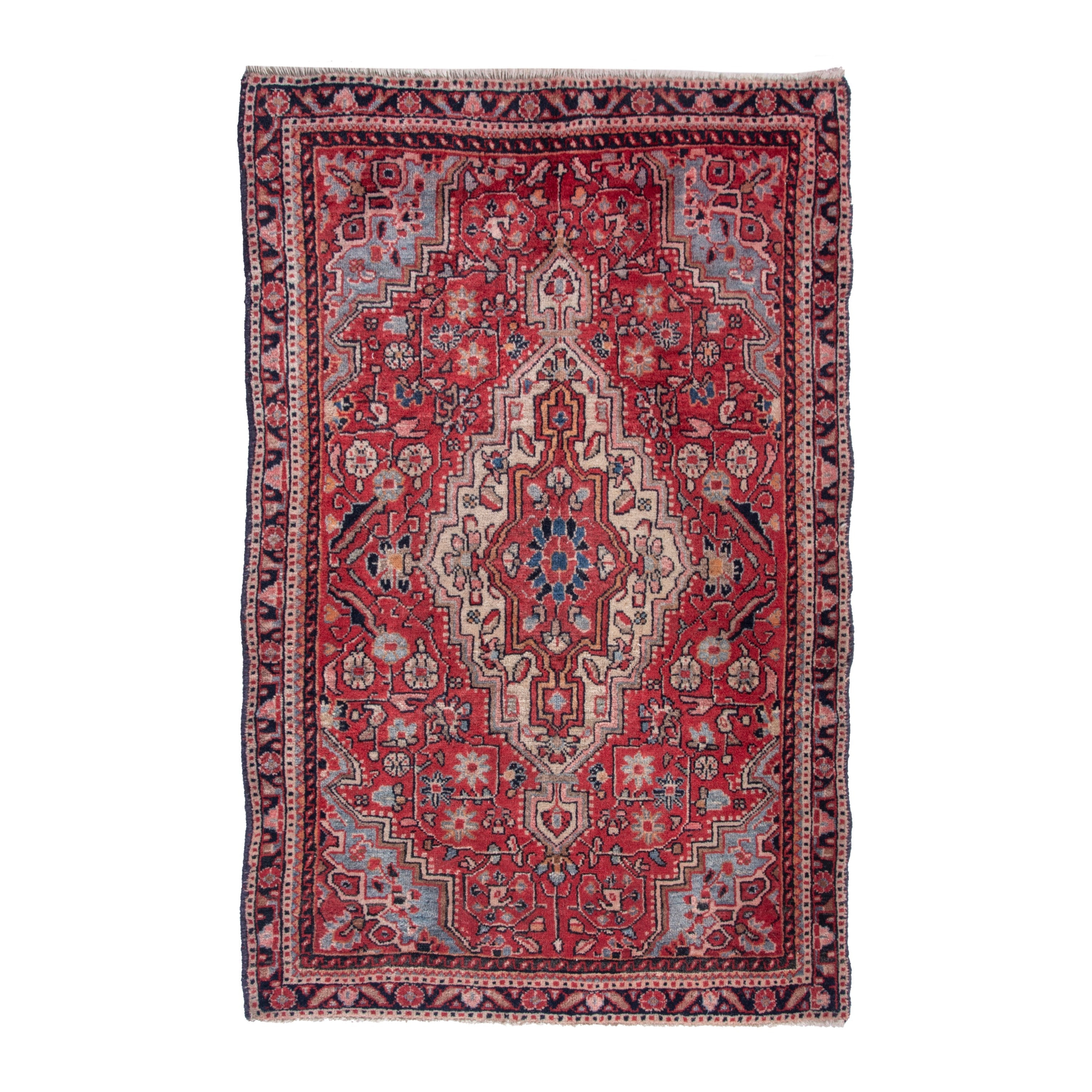 Persian Malayer accent rug in deep red and cream, 2'2" x 3'
