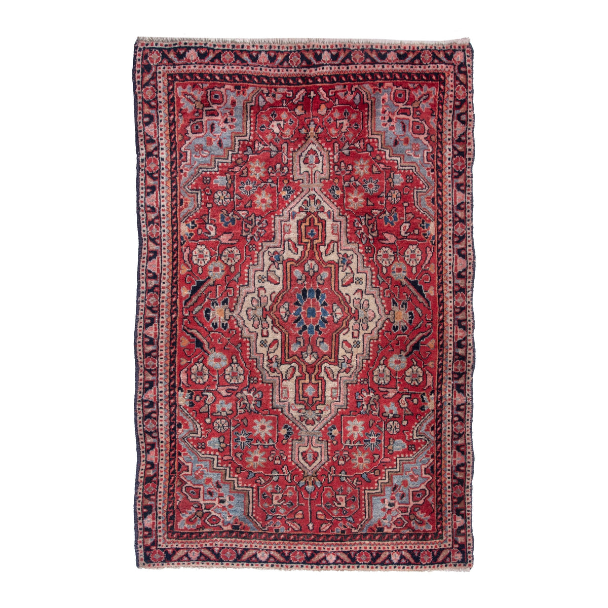 Persian Malayer accent rug in deep red and cream, 2'2" x 3'