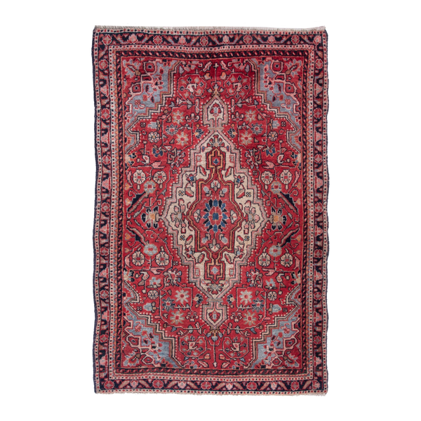 Persian Malayer accent rug in deep red and cream, 2'2" x 3'