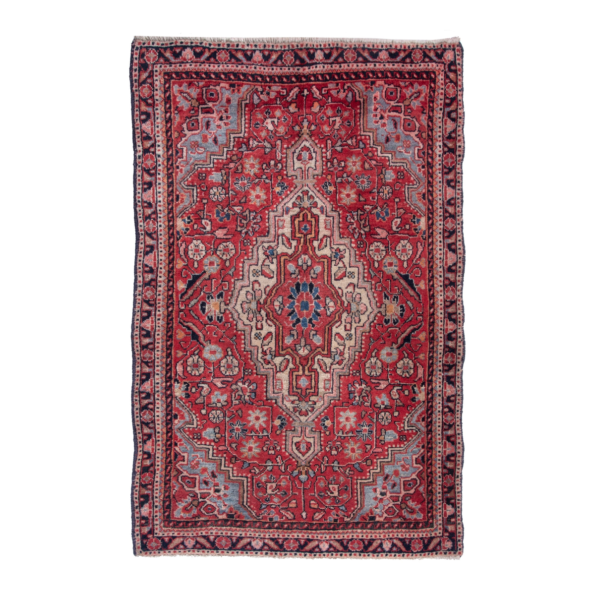 Persian Malayer accent rug in deep red and cream, 2'2" x 3'