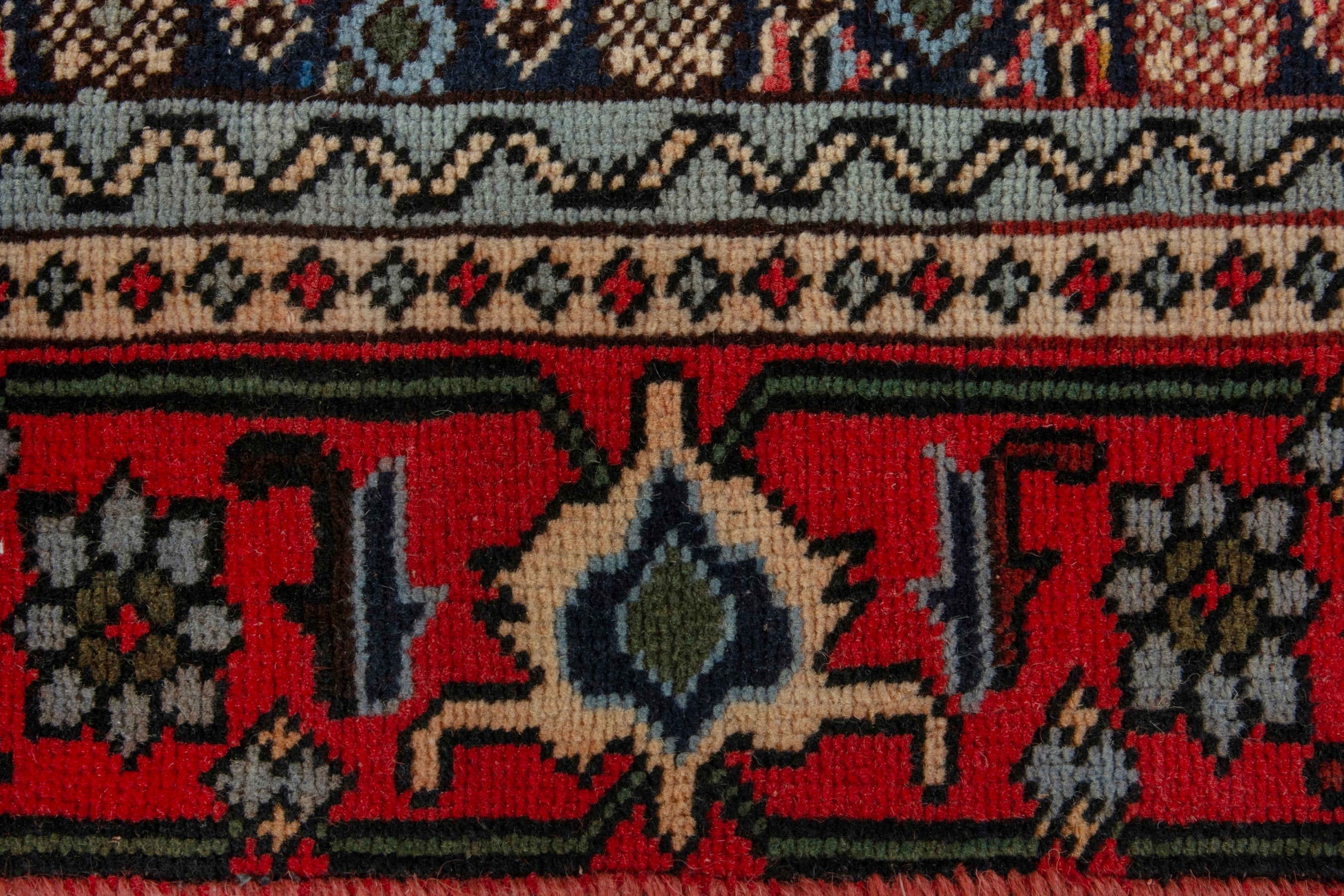 Persian Ardabil area rug in navy and burgundy, view 11 of 16