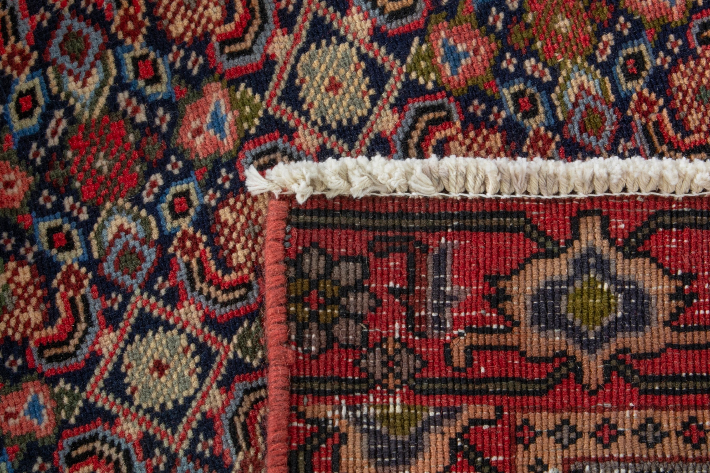 Persian Ardabil area rug in navy and burgundy, view 16 of 16