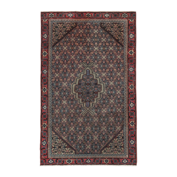 Persian Ardabil area rug in navy and burgundy, 4'3" x 6'9"