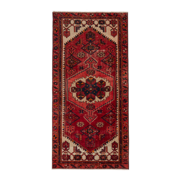 Persian Zanjan runner rug in deep red and burgundy, 3'1" x 6'7"