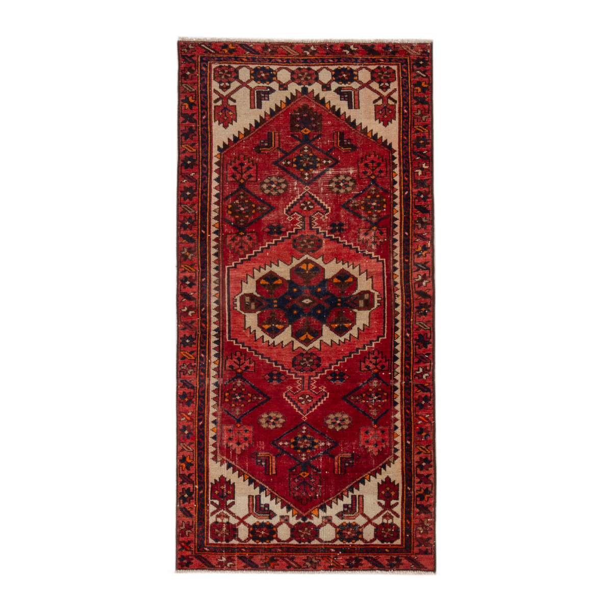 Persian Zanjan runner rug in deep red and burgundy, 3'1" x 6'7"