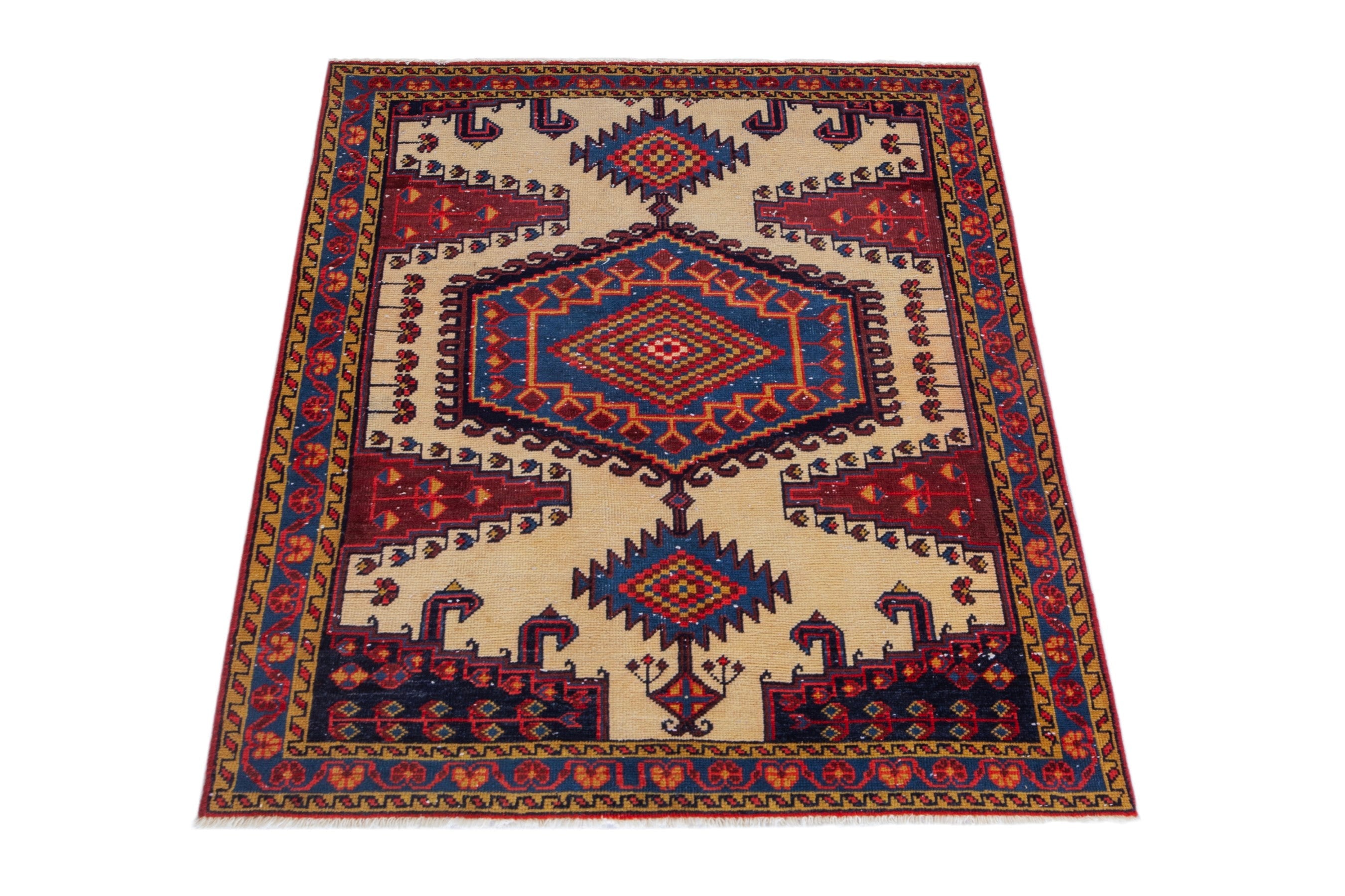 Persian Vist accent rug in cream and deep red, view 2 of 16