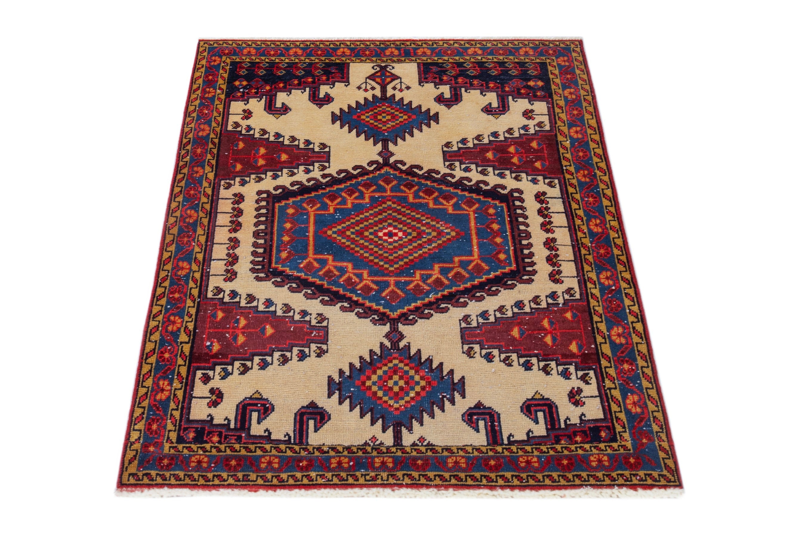 Persian Vist accent rug in cream and deep red, view 3 of 16