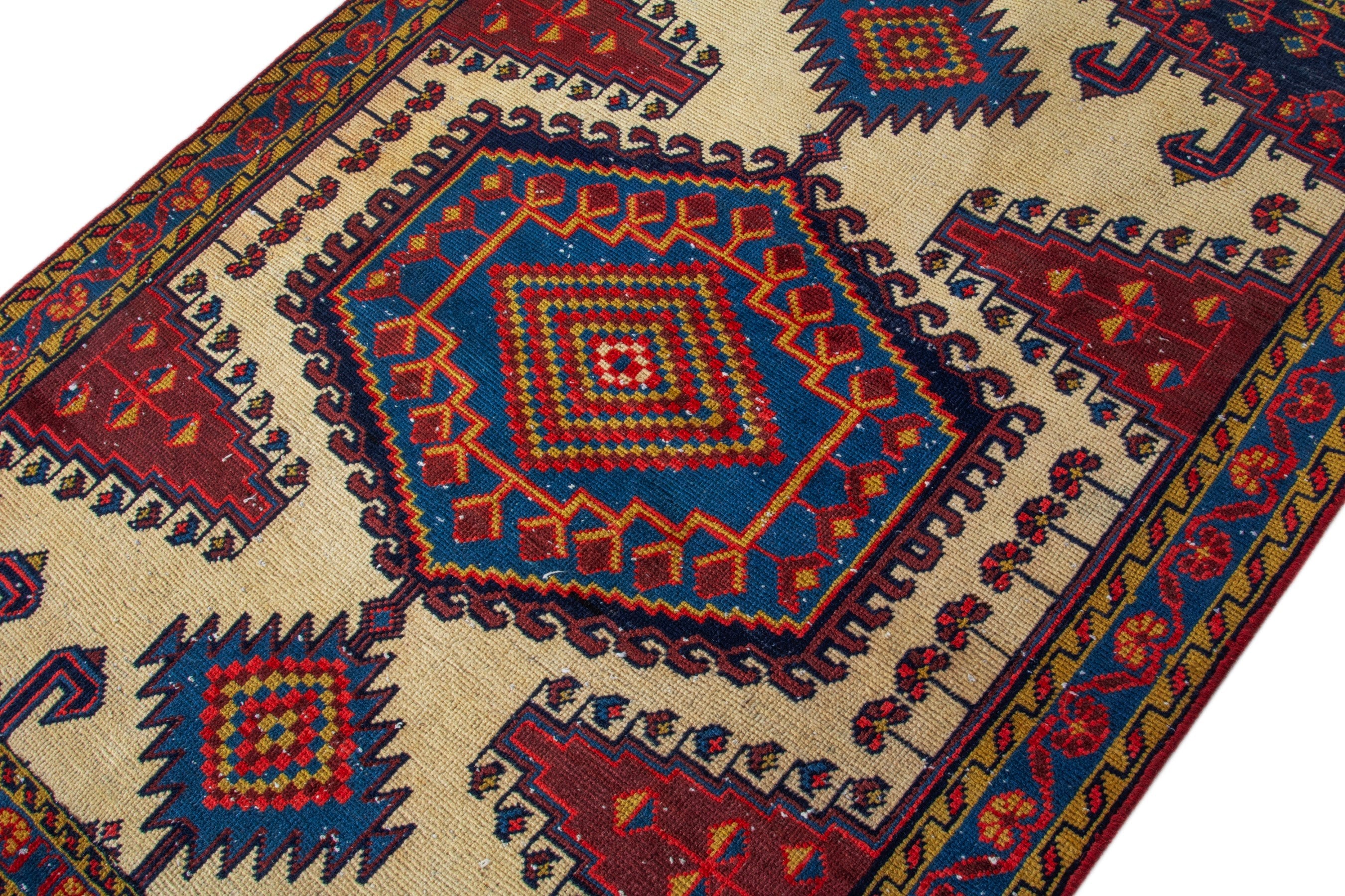 Persian Vist accent rug in cream and deep red, view 4 of 16