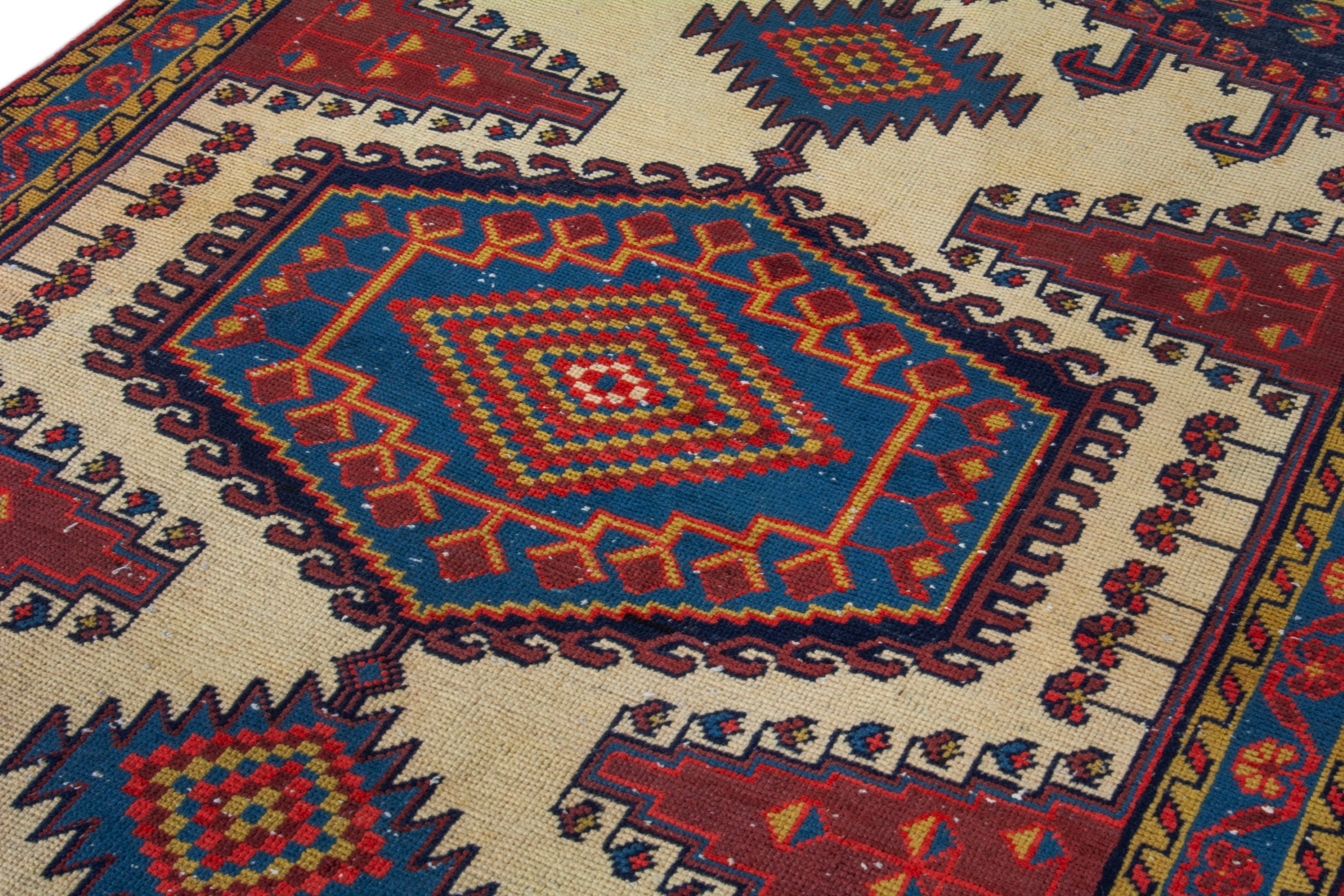 Persian Vist accent rug in cream and deep red, view 9 of 16