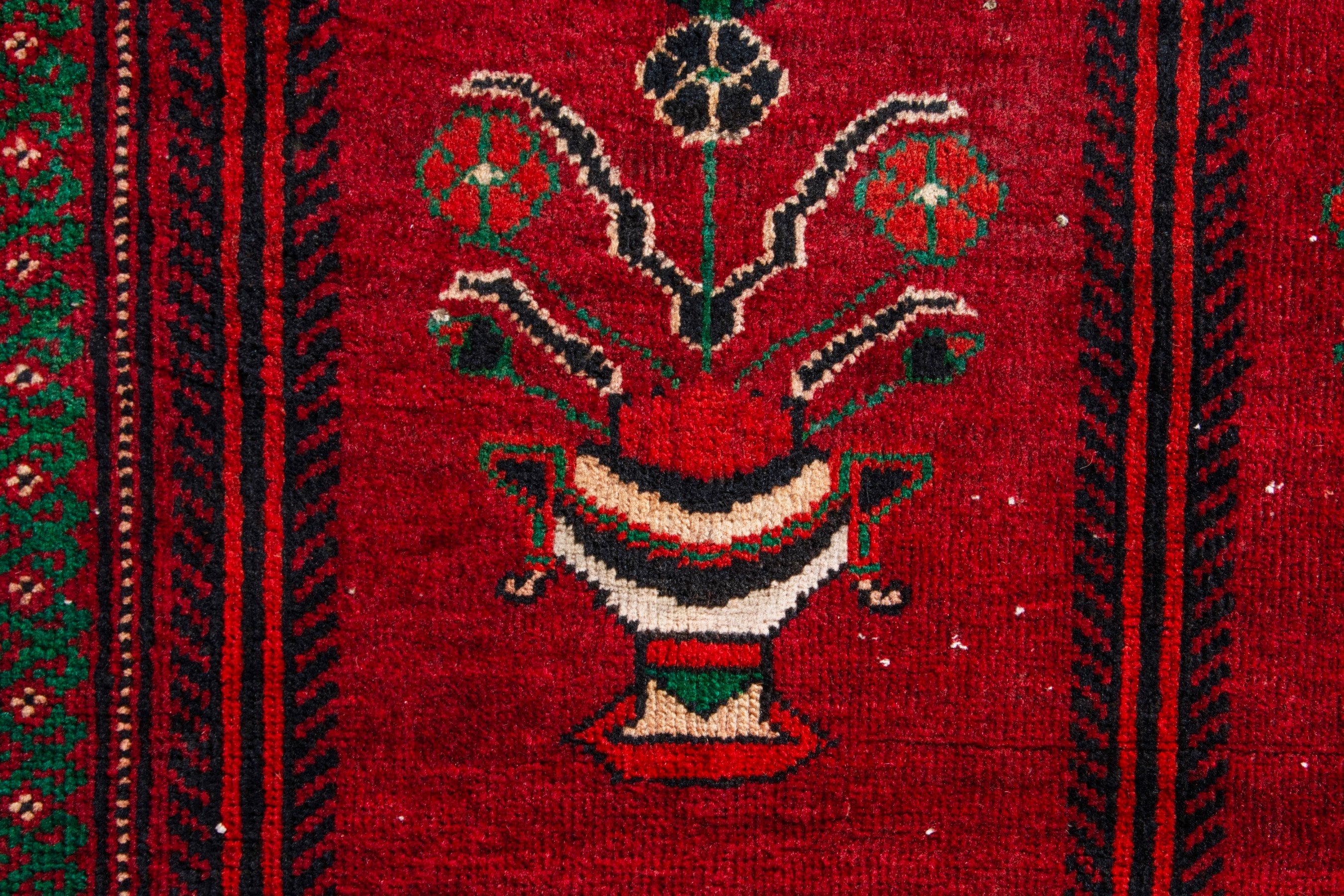 Persian Baluch accent rug in deep red and dark brown, view 10 of 16