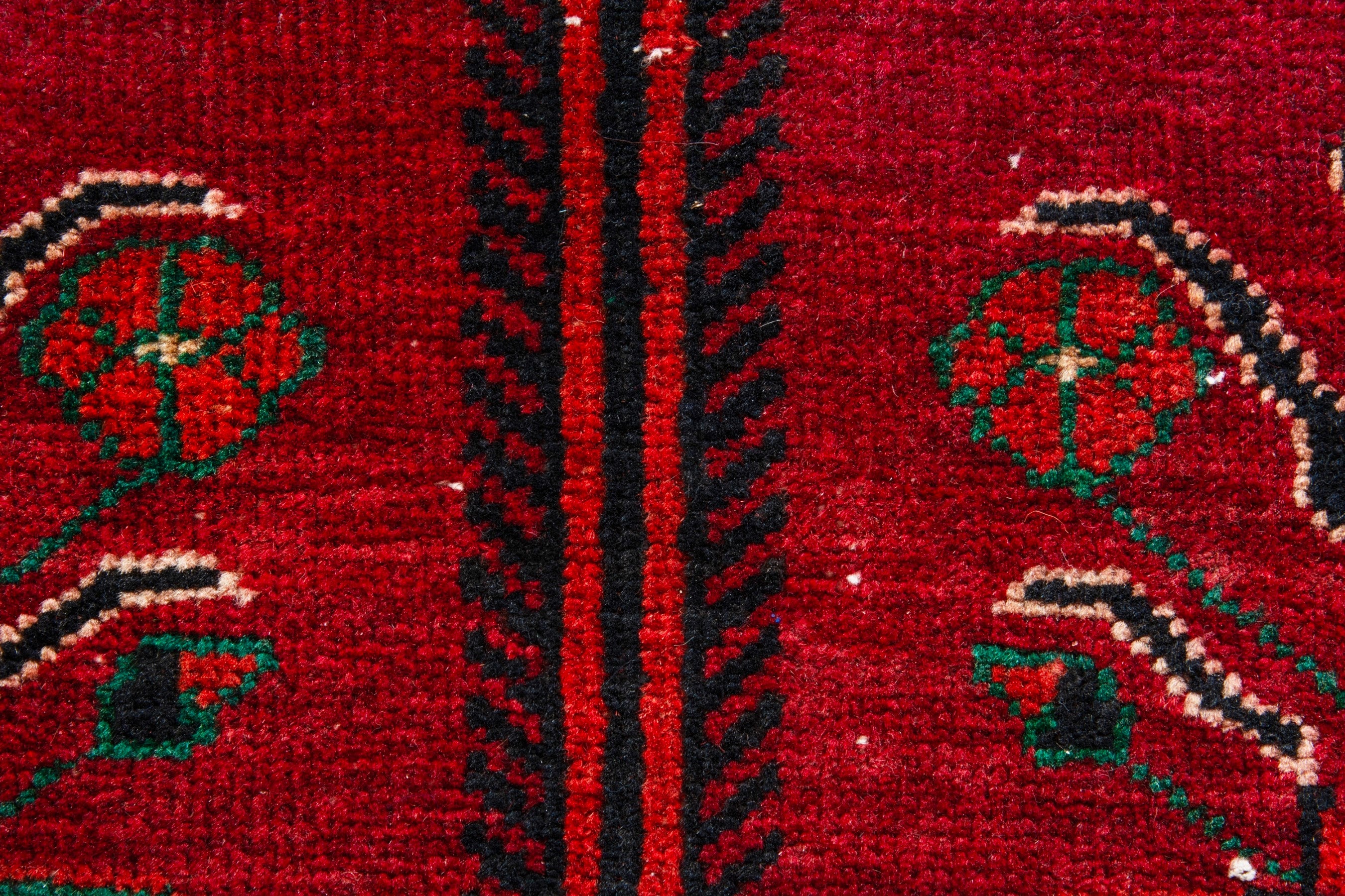 Persian Baluch accent rug in deep red and dark brown, view 12 of 16