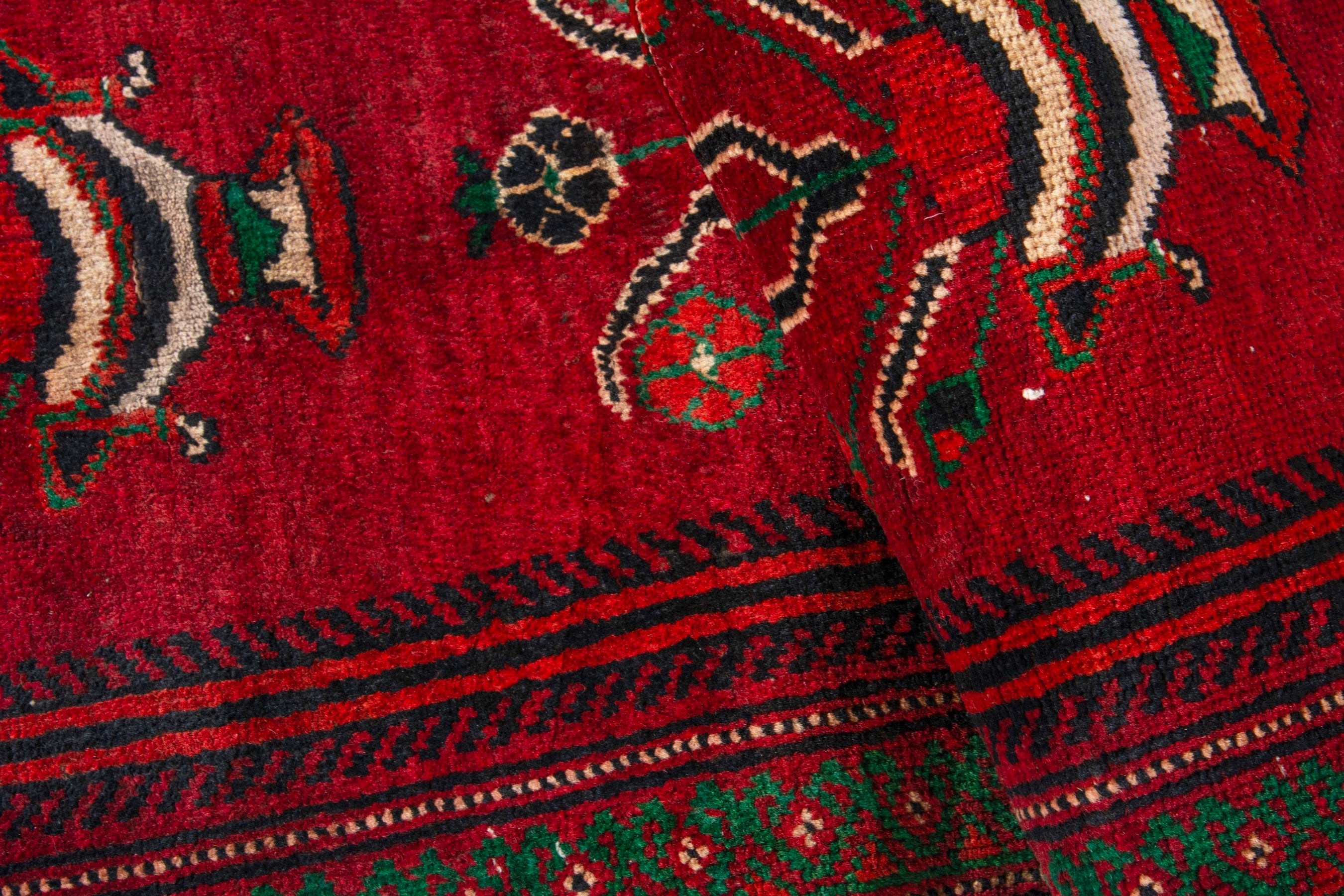 Persian Baluch accent rug in deep red and dark brown, view 13 of 16