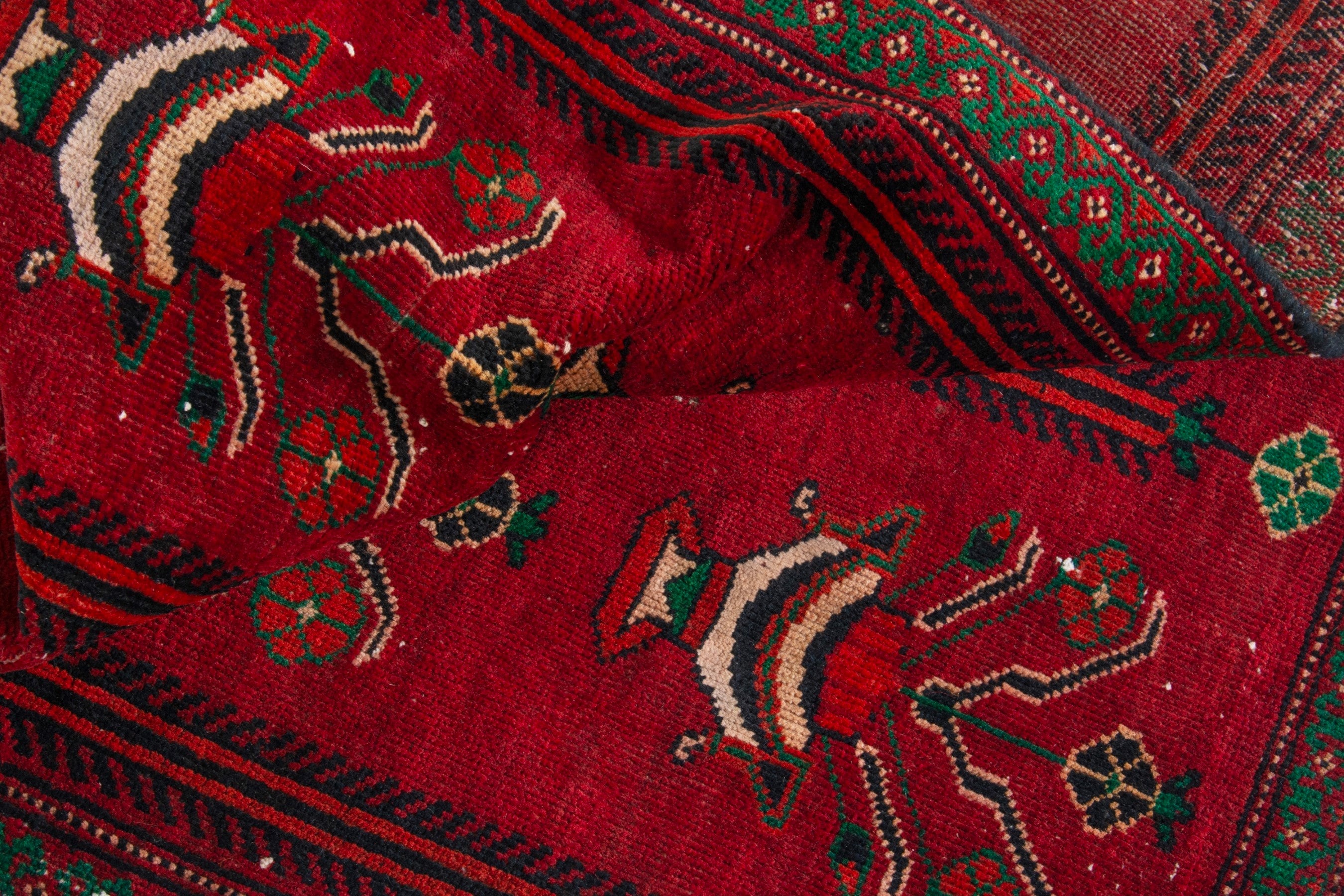 Persian Baluch accent rug in deep red and dark brown, view 14 of 16