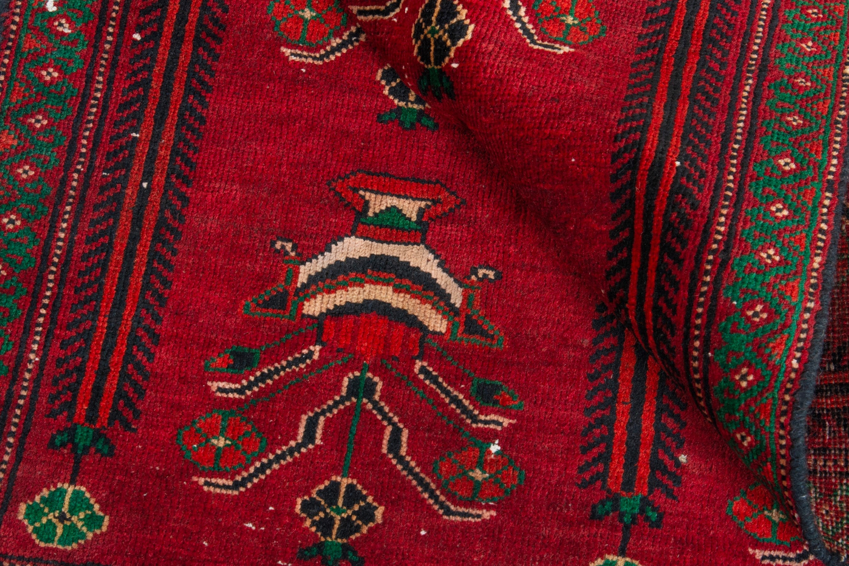 Persian Baluch accent rug in deep red and dark brown, view 15 of 16