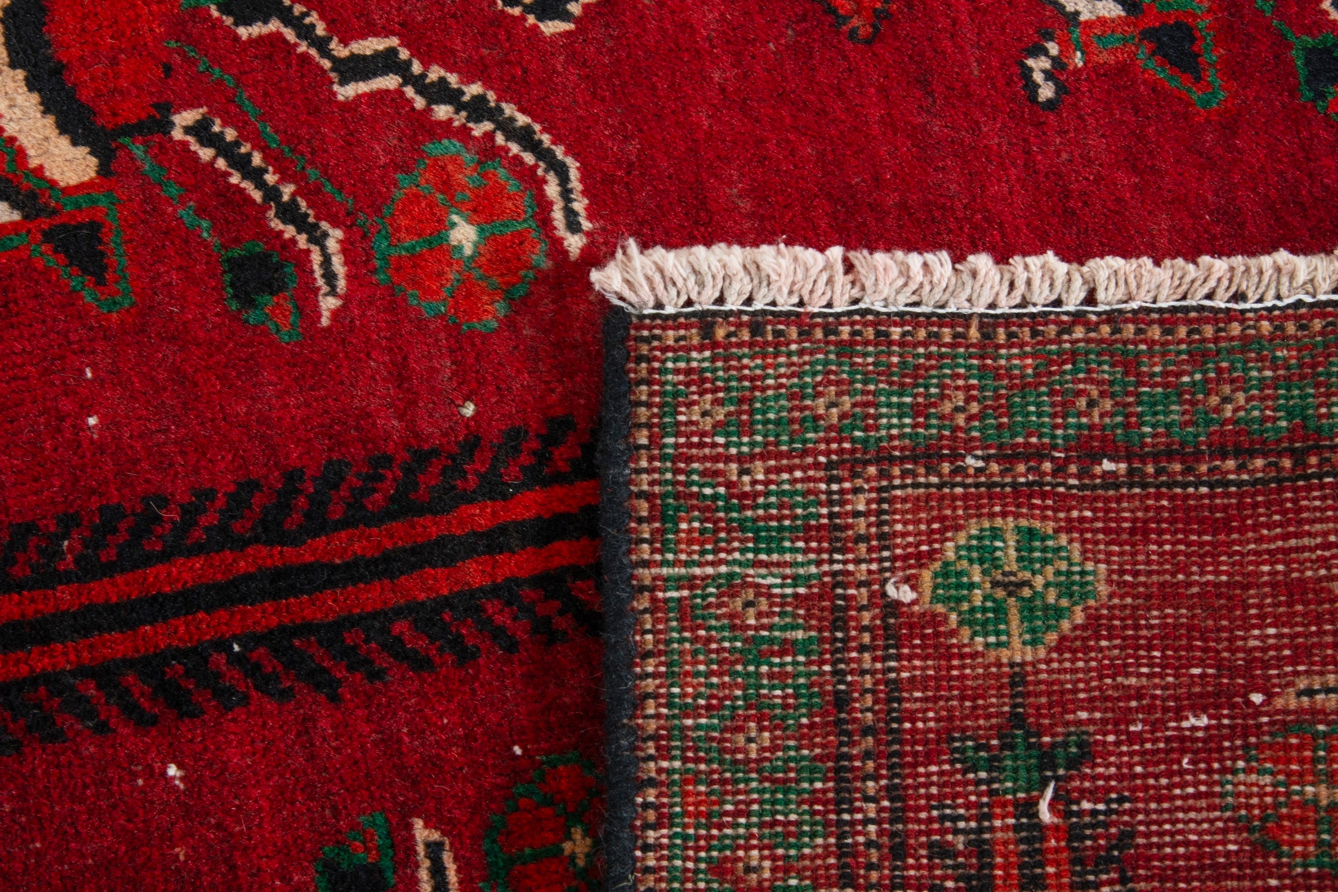 Persian Baluch accent rug in deep red and dark brown, view 16 of 16