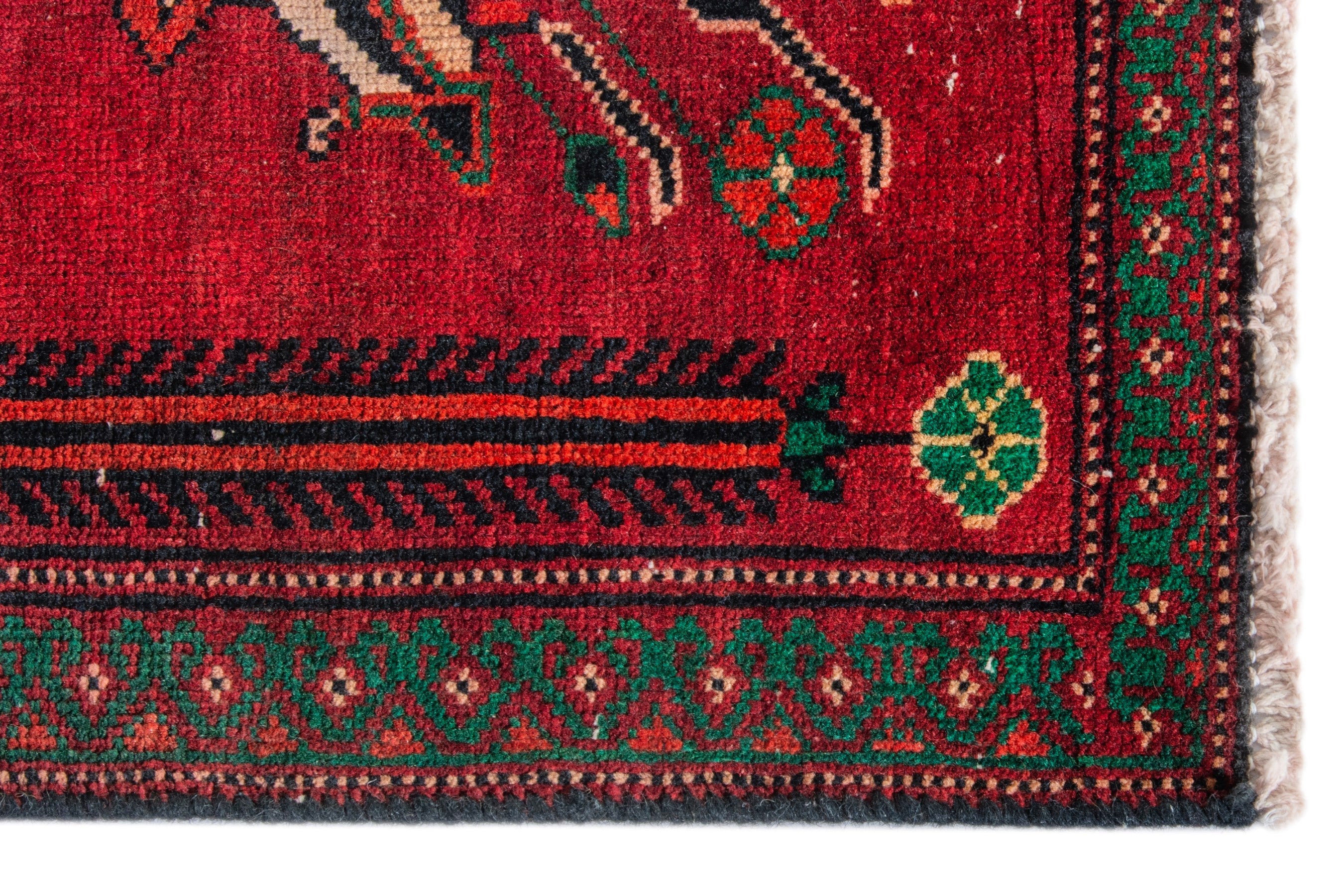 Persian Baluch accent rug in deep red and dark brown, view 6 of 16