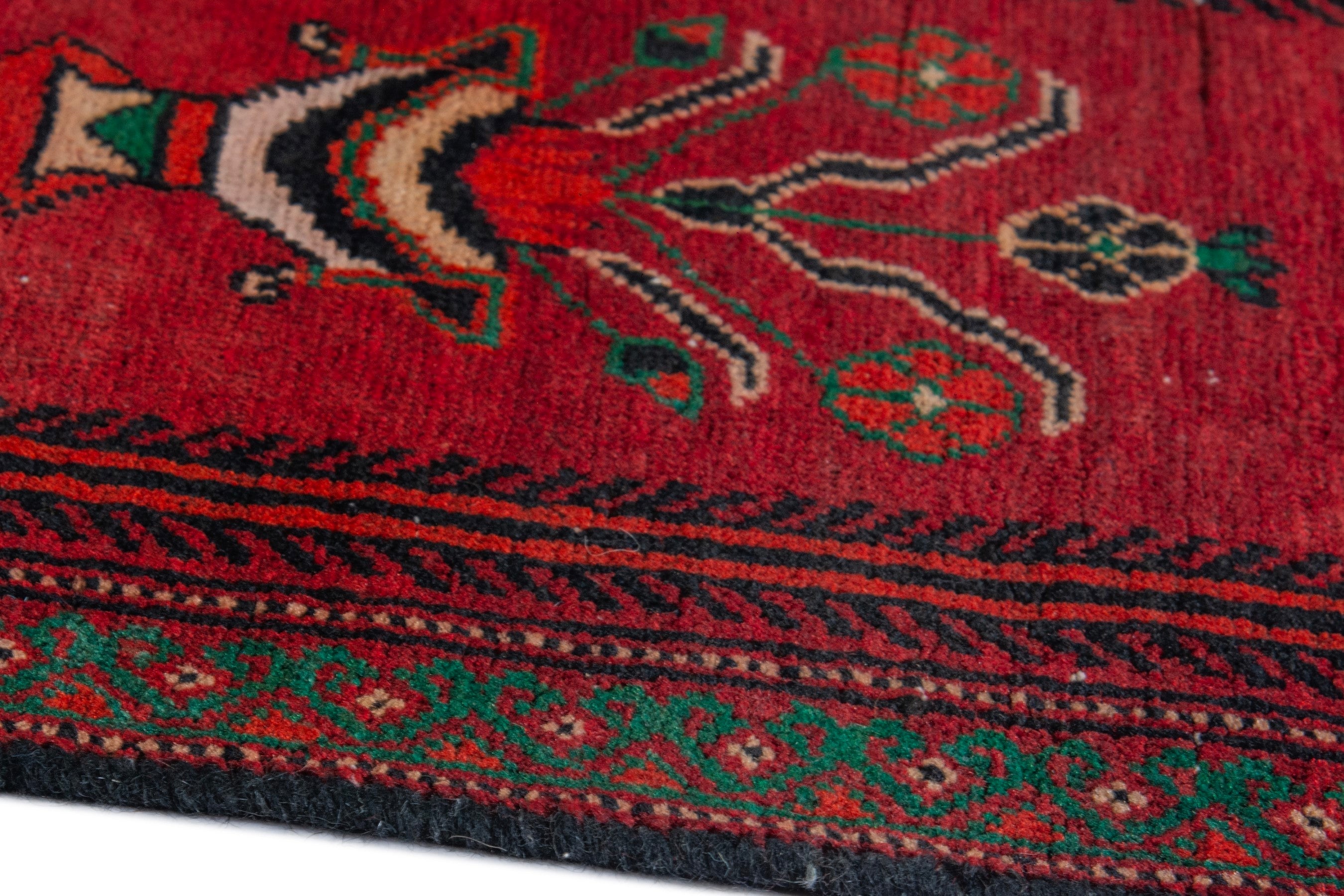 Persian Baluch accent rug in deep red and dark brown, view 8 of 16