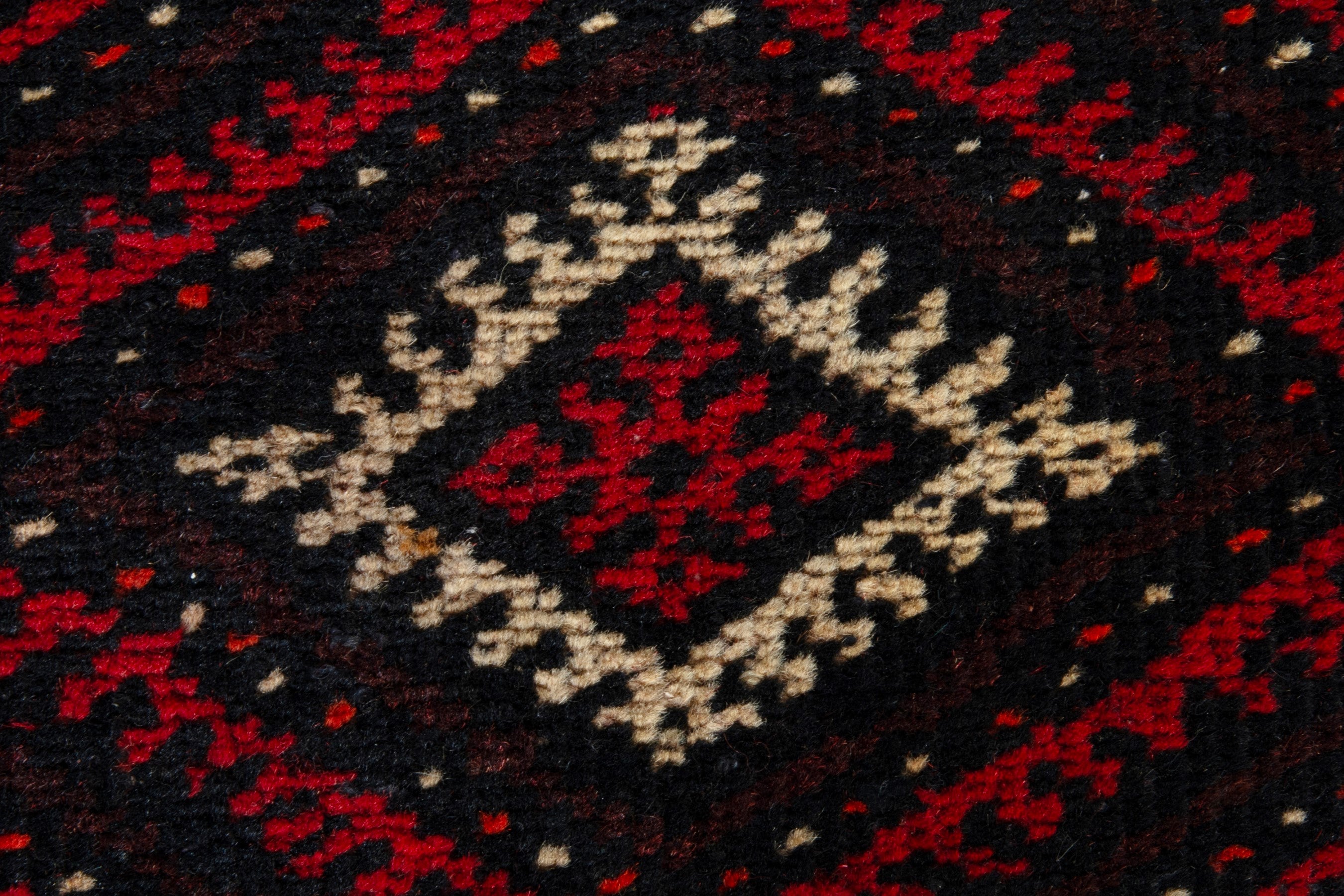 Persian Baluch accent rug in deep red and burgundy, view 12 of 17