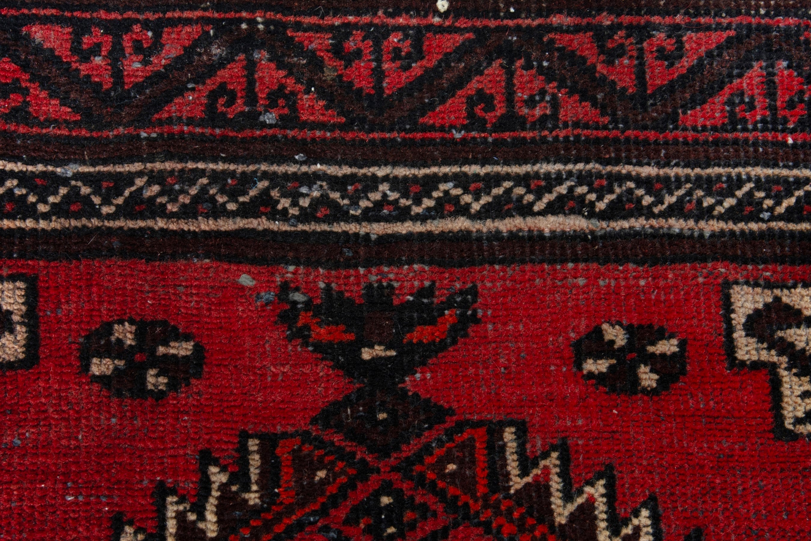 Persian Baluch accent rug in deep red and burgundy, view 13 of 17