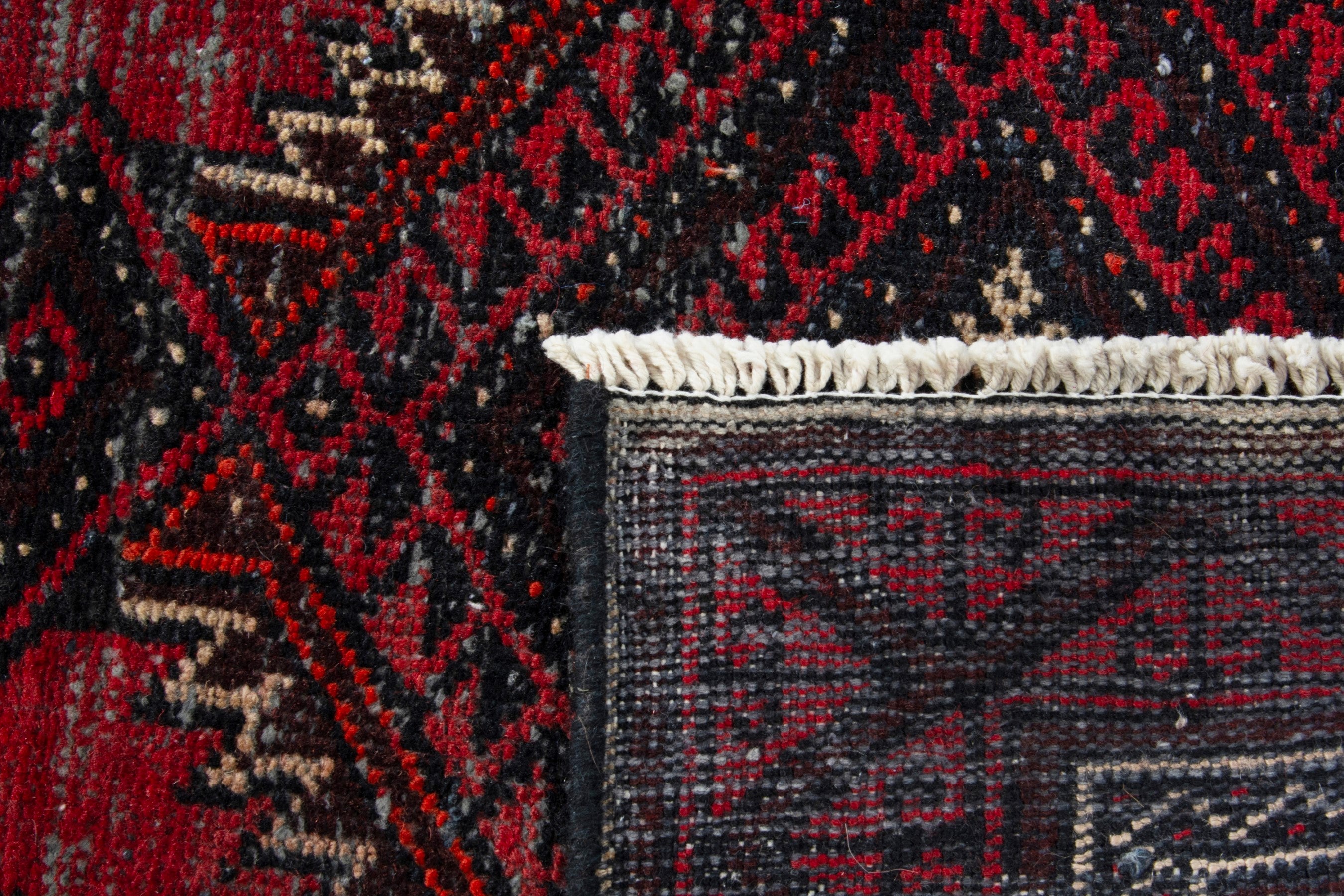 Persian Baluch accent rug in deep red and burgundy, view 17 of 17