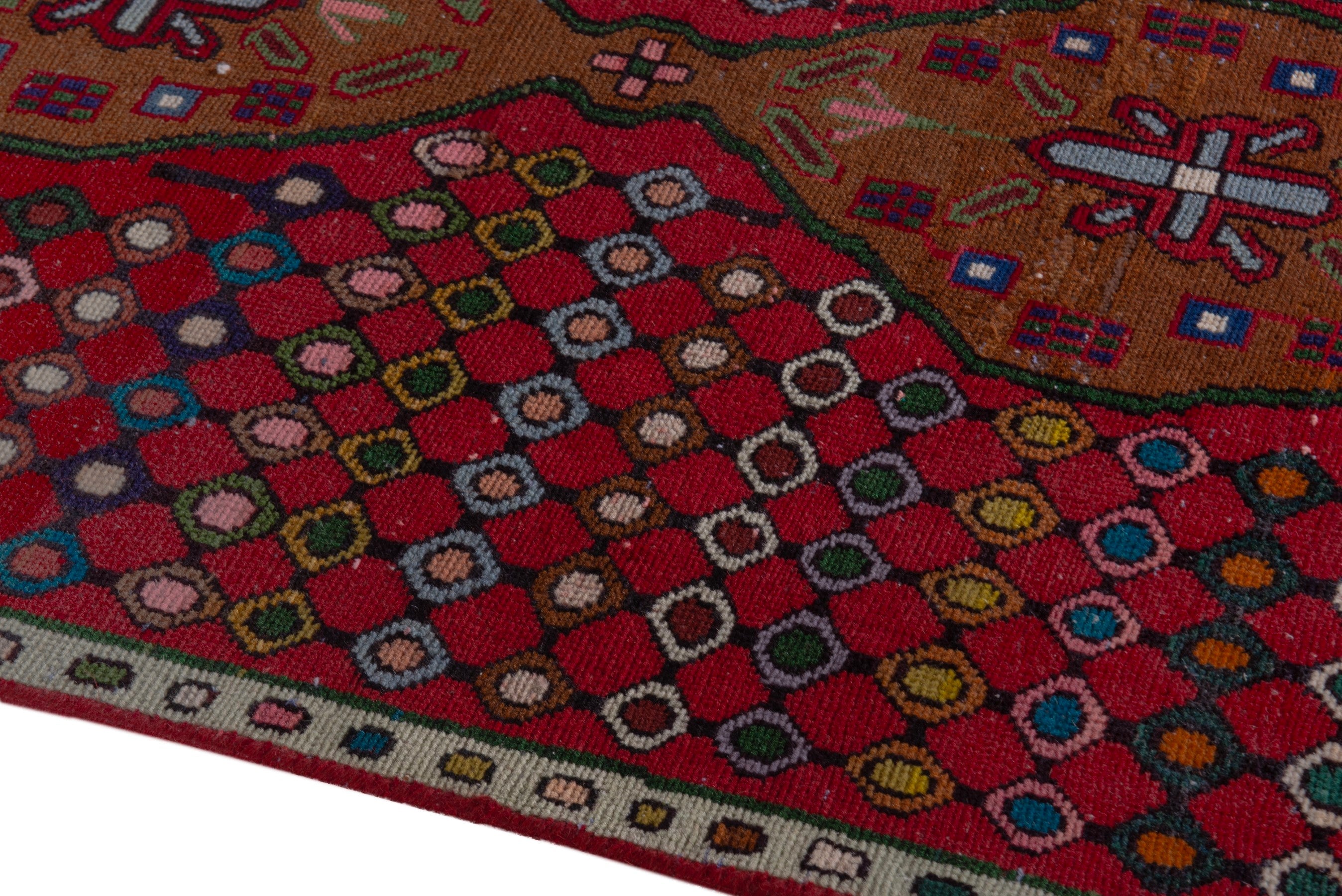 Persian Mahal accent rug in deep red and terracotta, view 8 of 18