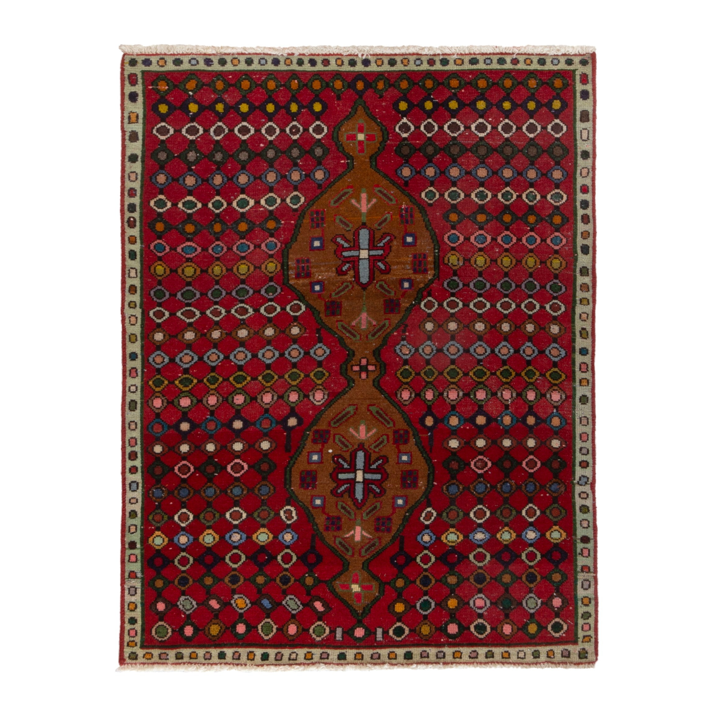 Persian Mahal accent rug in deep red and terracotta, 3'1" x 4'8"