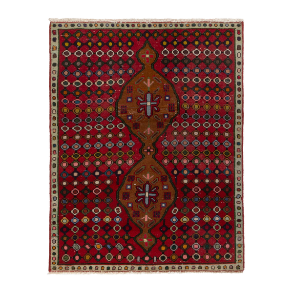 Persian Mahal accent rug in deep red and terracotta, 3'1" x 4'8"