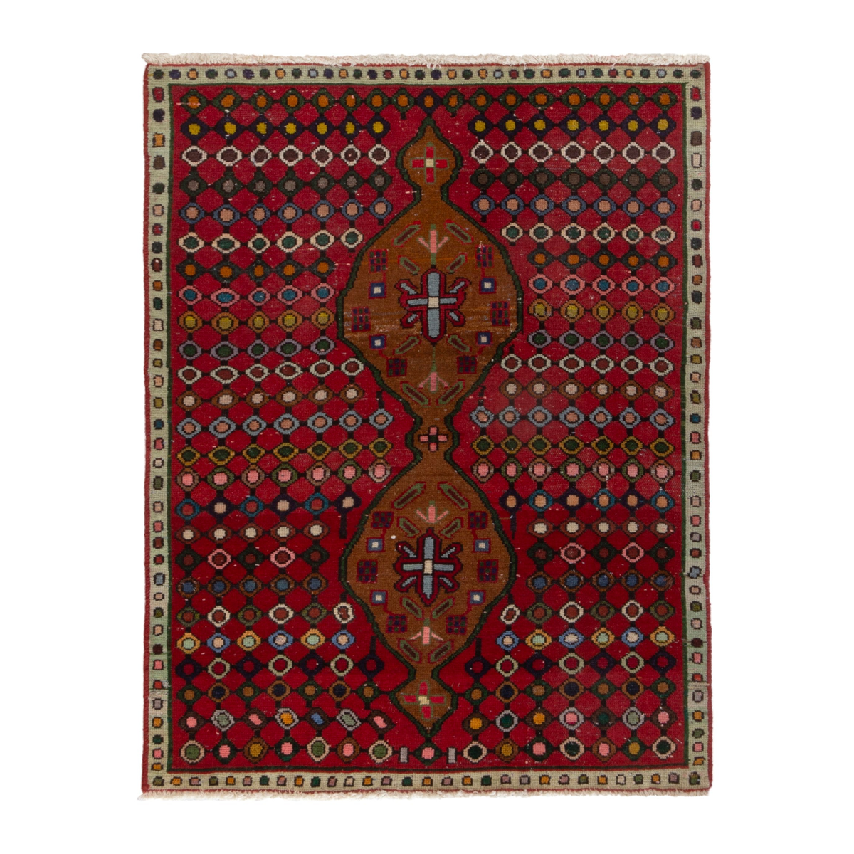 Persian Mahal accent rug in deep red and terracotta, 3'1" x 4'8"