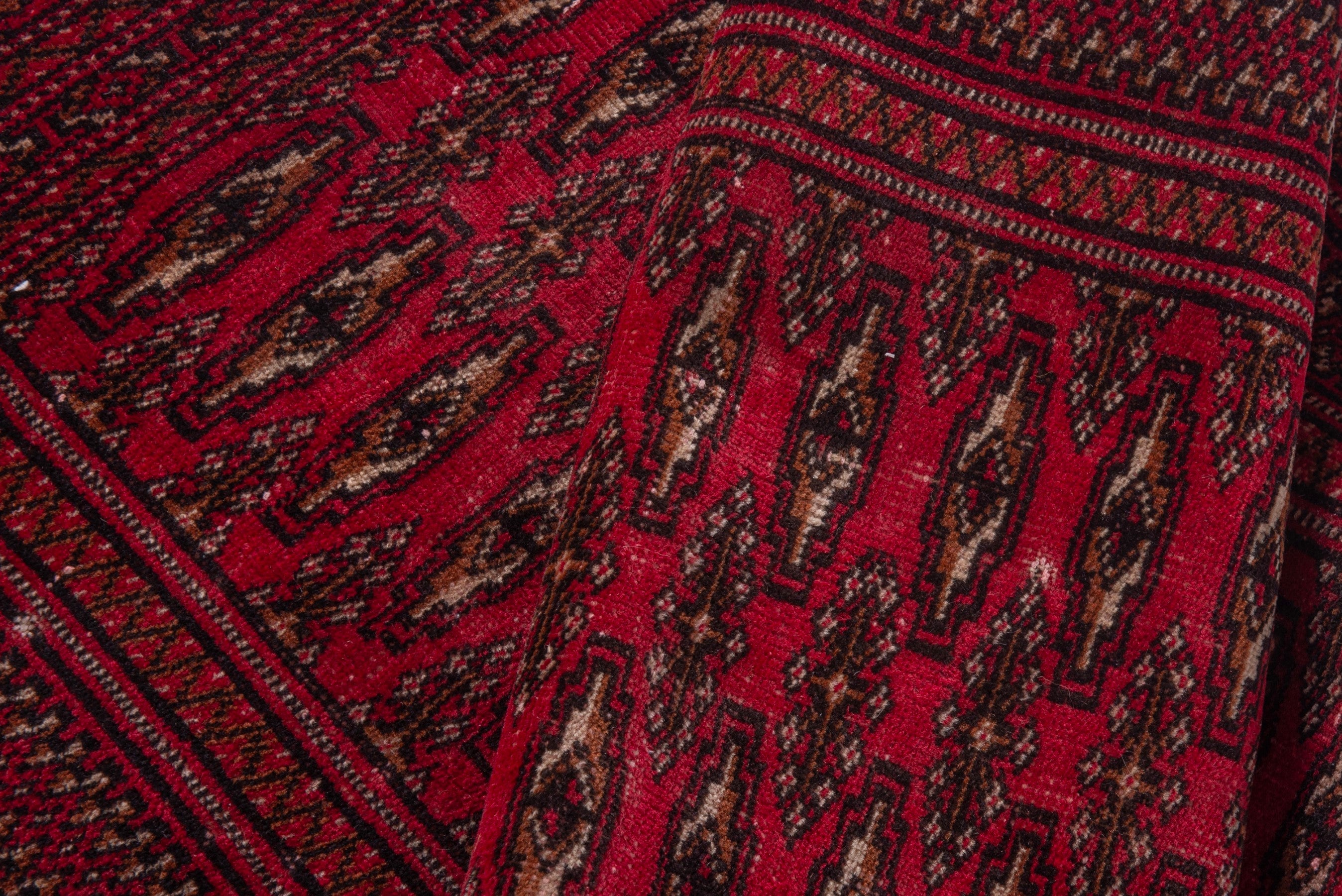 Persian Torkaman accent rug in burgundy and deep red, view 13 of 17