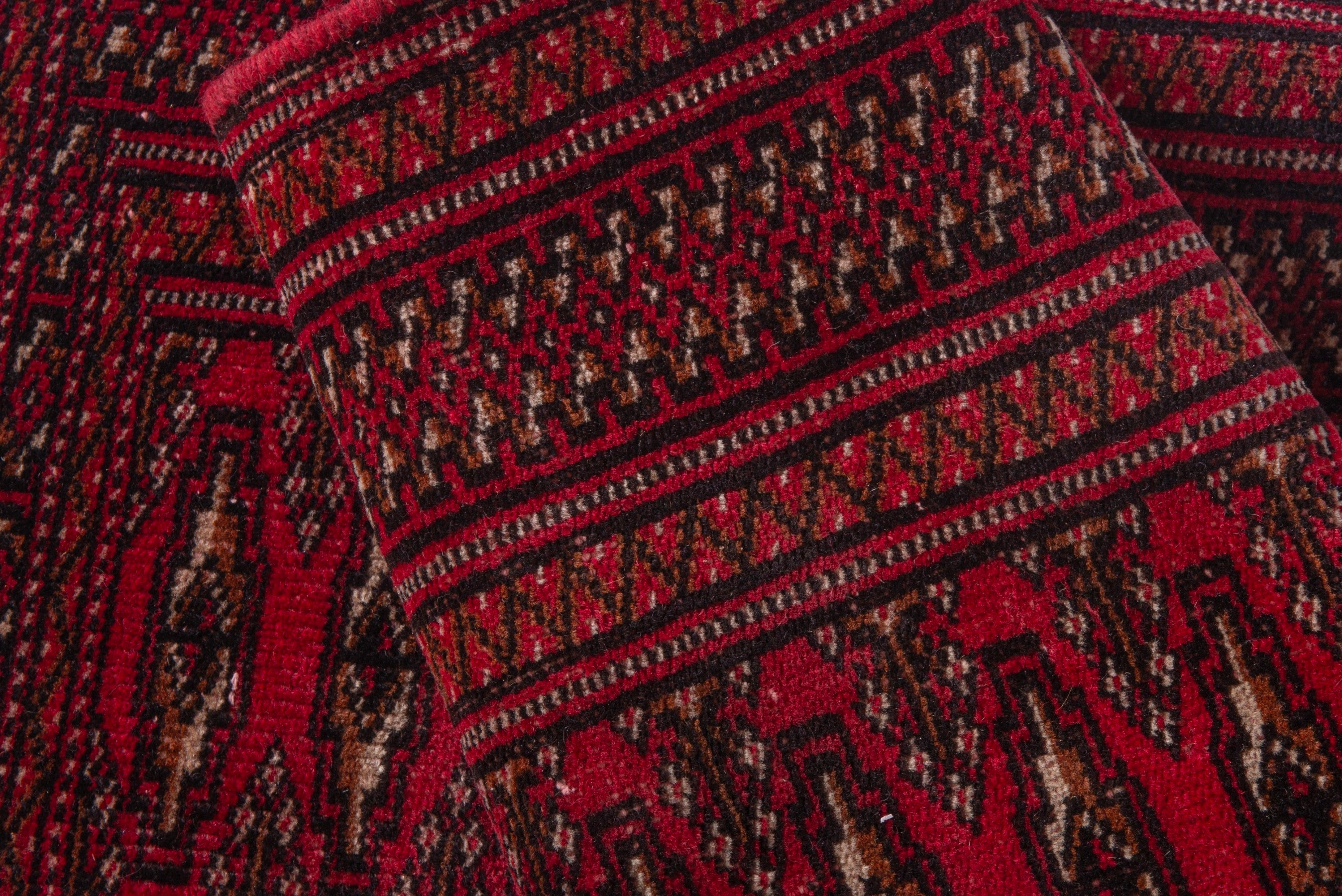 Persian Torkaman accent rug in burgundy and deep red, view 14 of 17
