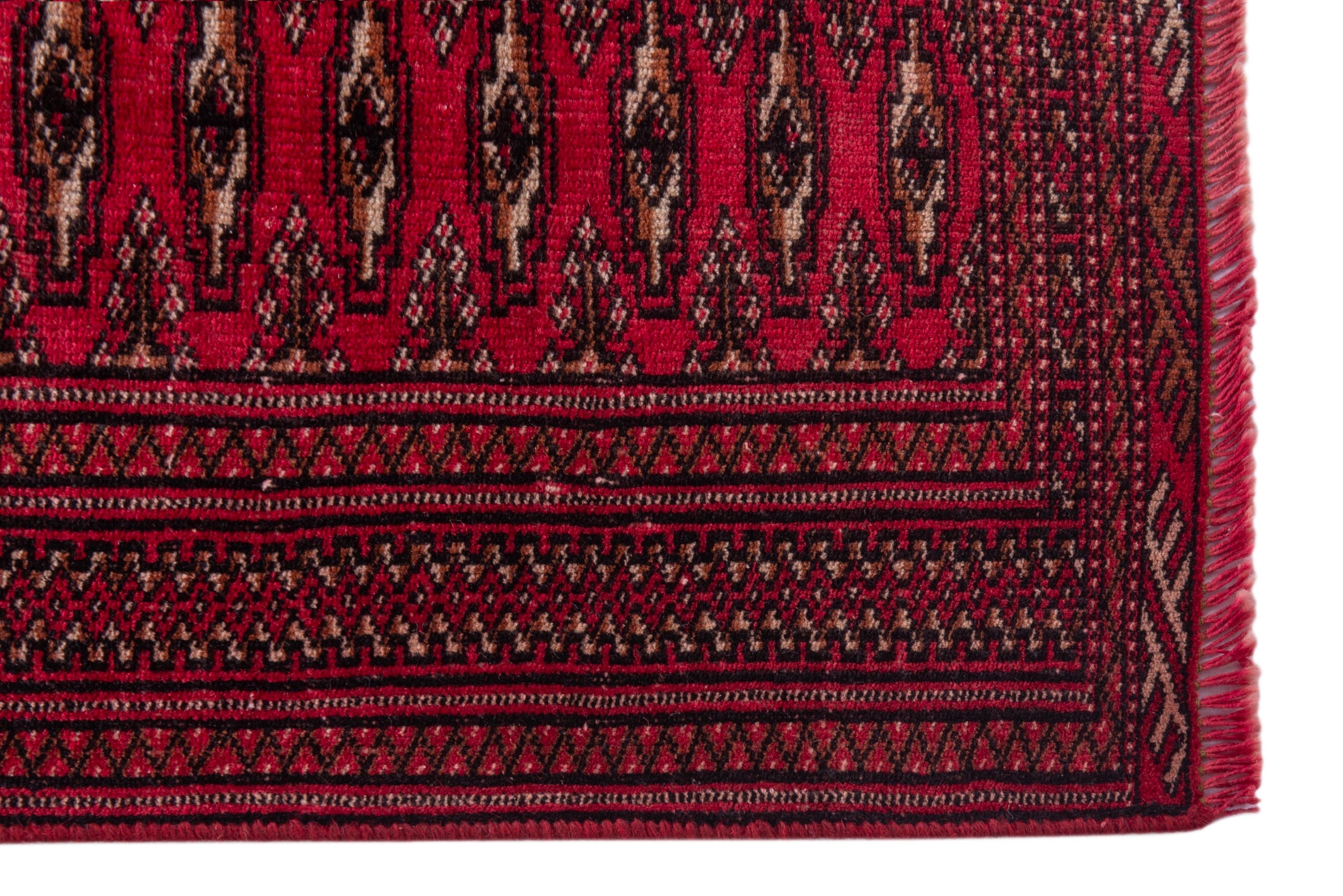 Persian Torkaman accent rug in burgundy and deep red, view 5 of 17